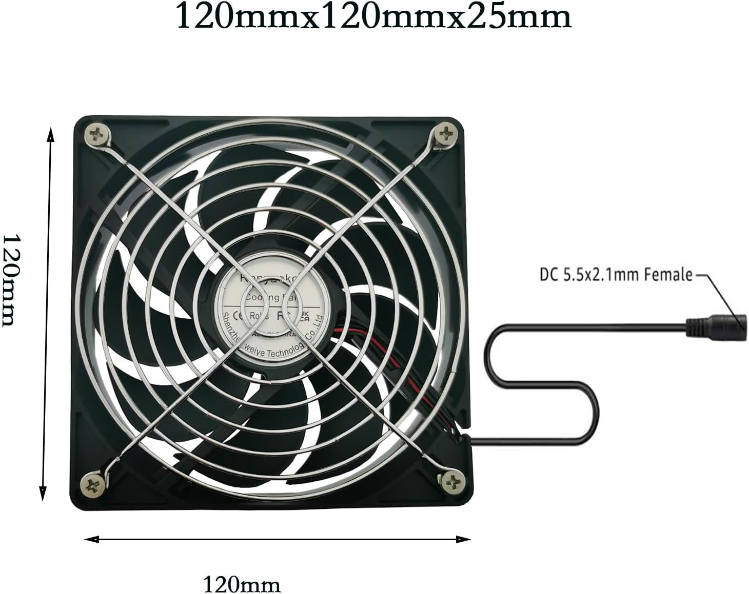 120Mm Fan, Big Airflow 120Mmx25Mm Computer Fan,Variable Speed Controller, Strong Airflow AC 100V to 240V for Receiver LED Lights Amplifier DVR Playstation Component Cooling image number 1