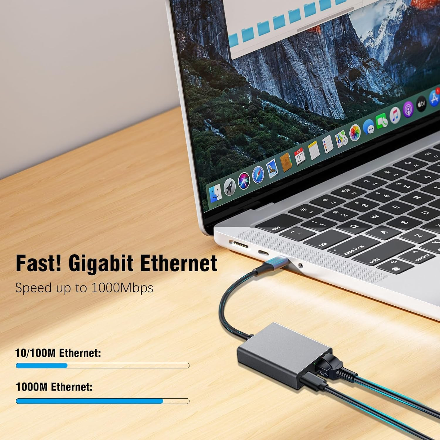 USB C/Ethernet Charger Adapter (Provides Connected Devices with up to 100W Power and Ethernet Data Rates of up to 1000Mbps) USB-C to Ethernet Cable for Macbook Air, Macbook Pro & Windows image number 6