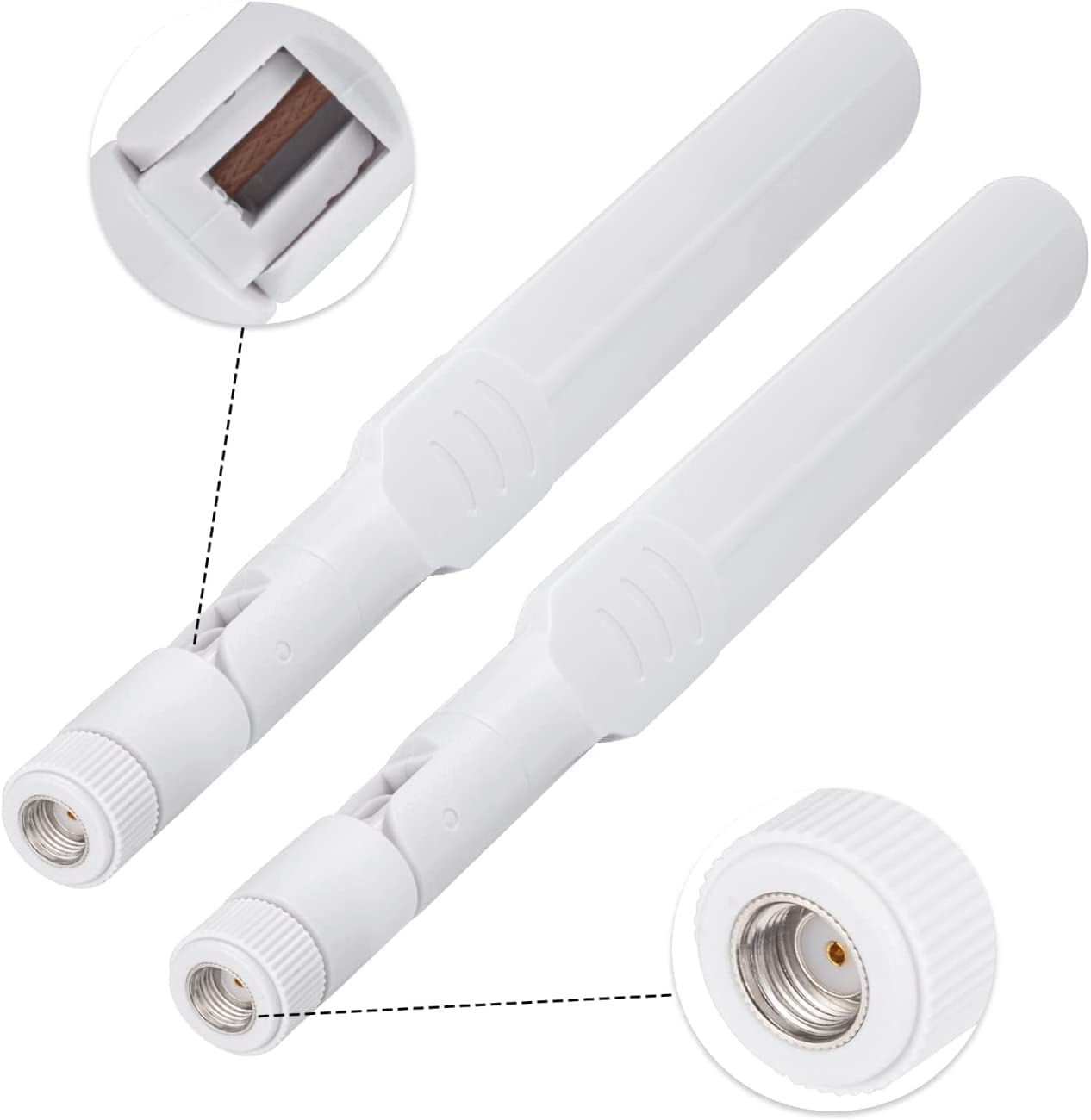 Bingfu Dual Band Wifi 2.4Ghz 5Ghz 5.8Ghz 8Dbi MIMO RP-SMA Male Antenna White (2-Pack) for Wifi Router Wireless Network Card USB Adapter Security IP Camera Video Surveillance Monitor image number 1