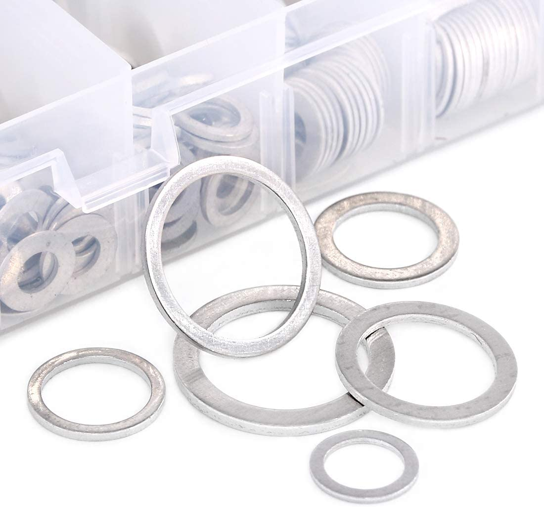 Swpeet 470Pcs Automotive Metric Oil Drain Plug Gasket Aluminum Flat Washer Assortment Kit, Including 18 Different Sizes - M6 M8 M10 M12 M14 M16 M18 M22 M24 image number 6