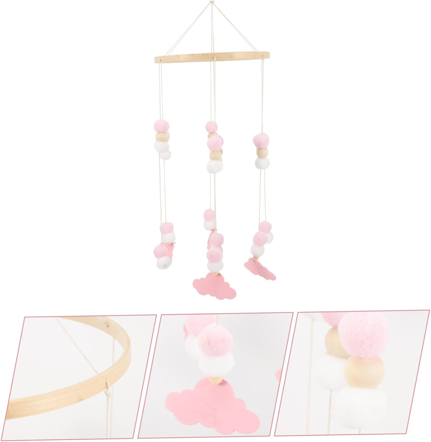 Mobile Wind Chime with Felt Balls Cute Elephant Crib Pendant for Nursery Decoration Safe Hanging for Room Promotes Hand Eye Coordination and Visual Development image number 5