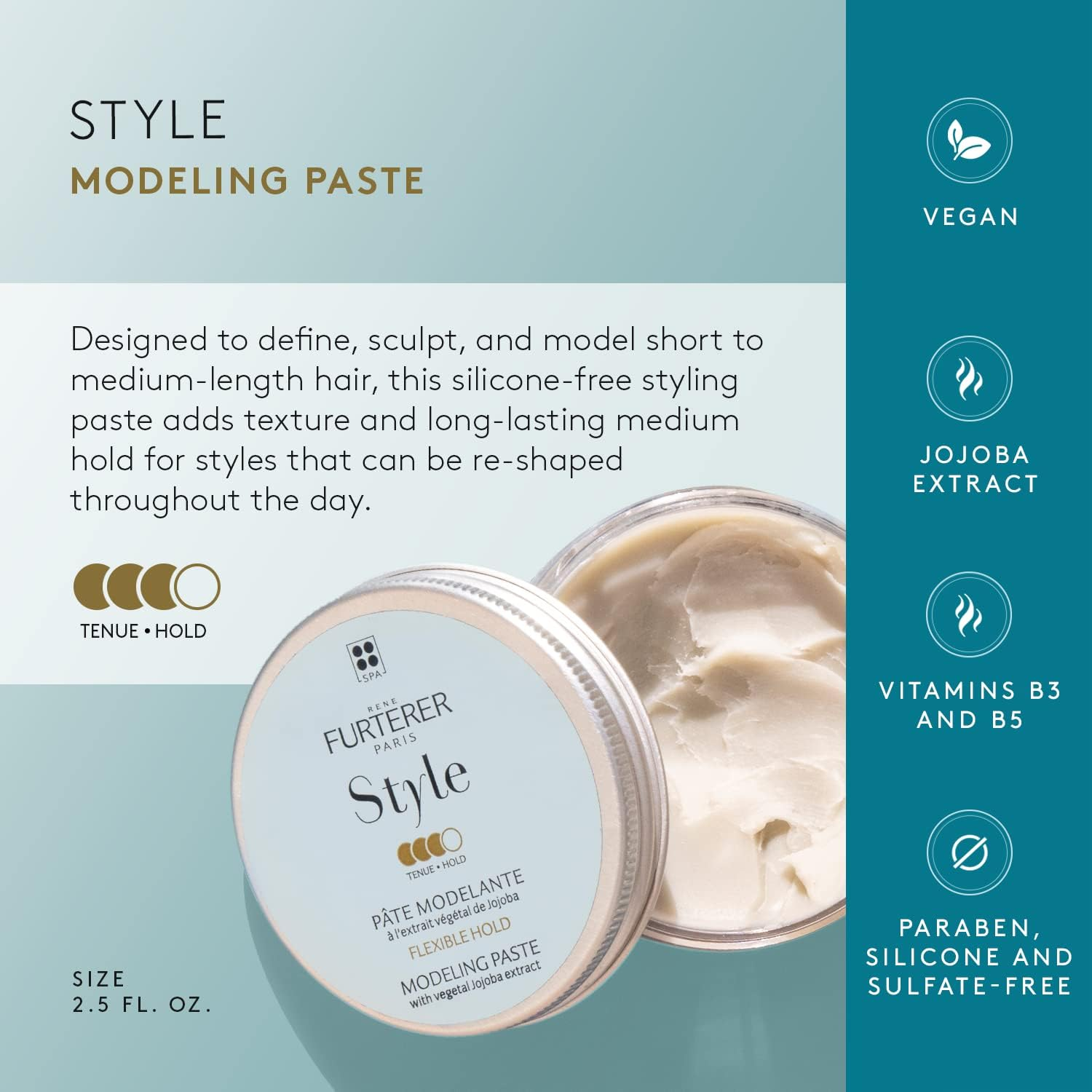 Rene Furterer Style Modeling Paste with Vegetal Jojoba Extract (Flexible Hold) 75Ml/2.5Oz image number 4