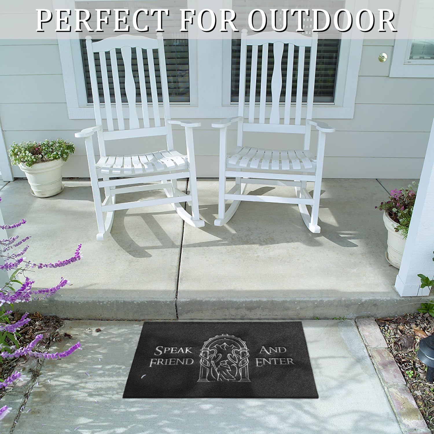 AAZZKANG Funny Door Mats Outdoor Welcome Mat with Non Slip Rubber Backing Easy to Clean Speak Friend and Enter Doormat for Indoor,Entryway,Front Door image number 5