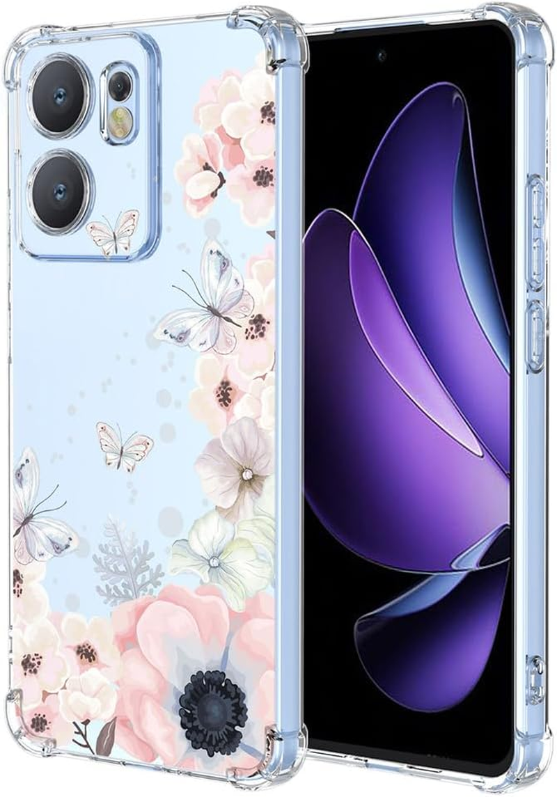 SEAHAI Case for Oppo Reno 13 FS (Oppo Reno 13F 5G/4G), Colourful Beautiful Flowers Ultra Thin Transparent Mobile Phone Case Soft Silicone TPU Bumper Shockproof Case Protective Cover - Vines