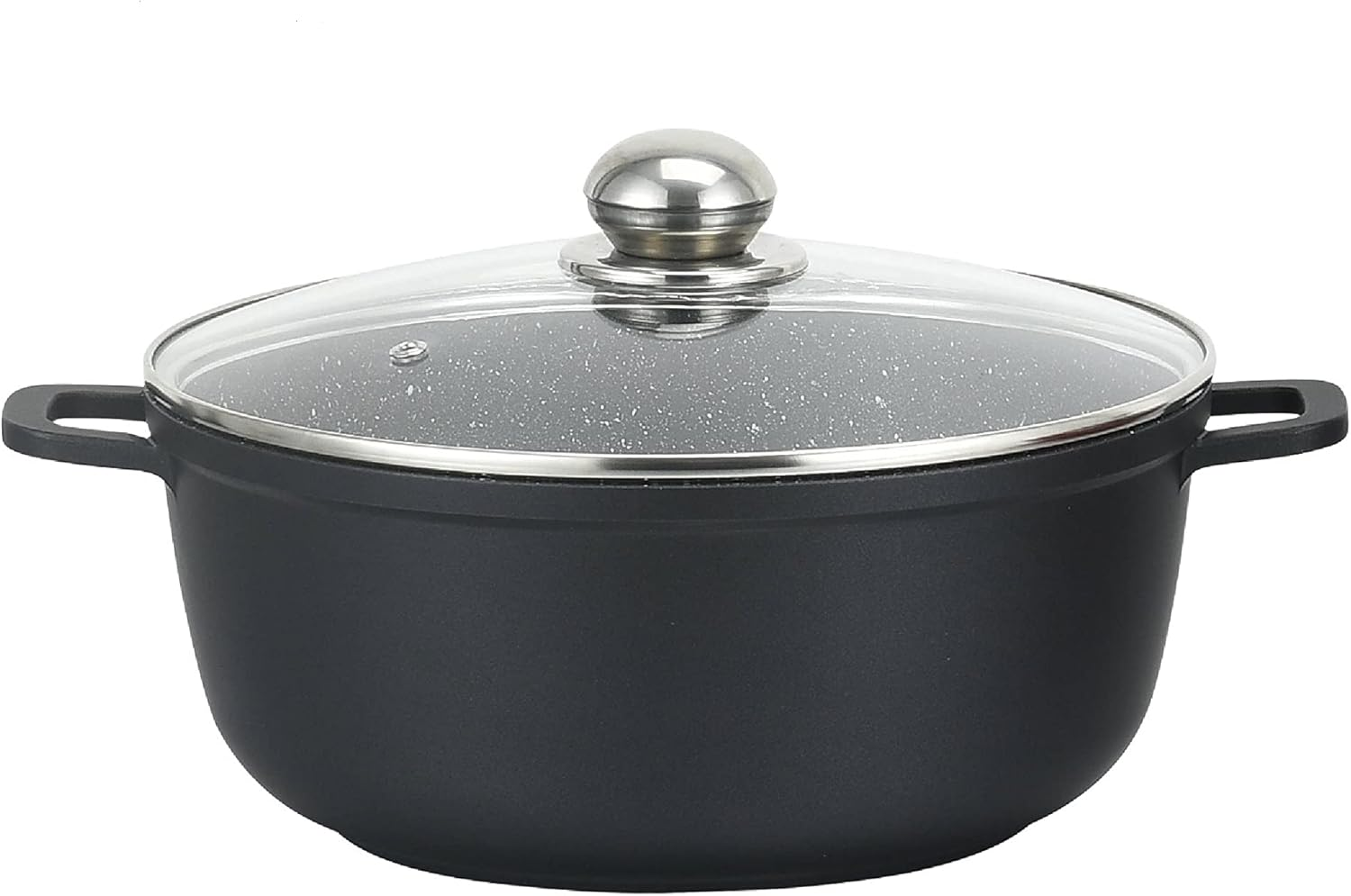The House of Florence Die Cast Non-Stick Casserole Stockpot with Glass Lid Cooking Set, 5 Liter Capacity, 32 Cm,Black image number 1