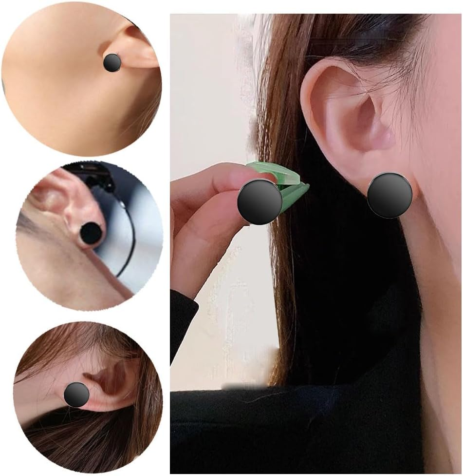 Changyeah 6 Pairs Dot Earrings, Stainless Steel Black Stud Earrings for Men Women, Titanium Steel Barbell Earrings Set, 3Mm-8Mm Available, (Black)