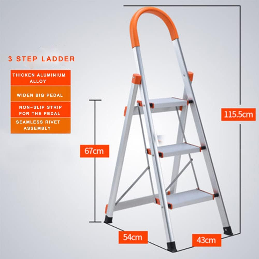 3 Step Aluminium Multi-Purpose Folding Ladder Light Weight Non Slip Platform image number 4