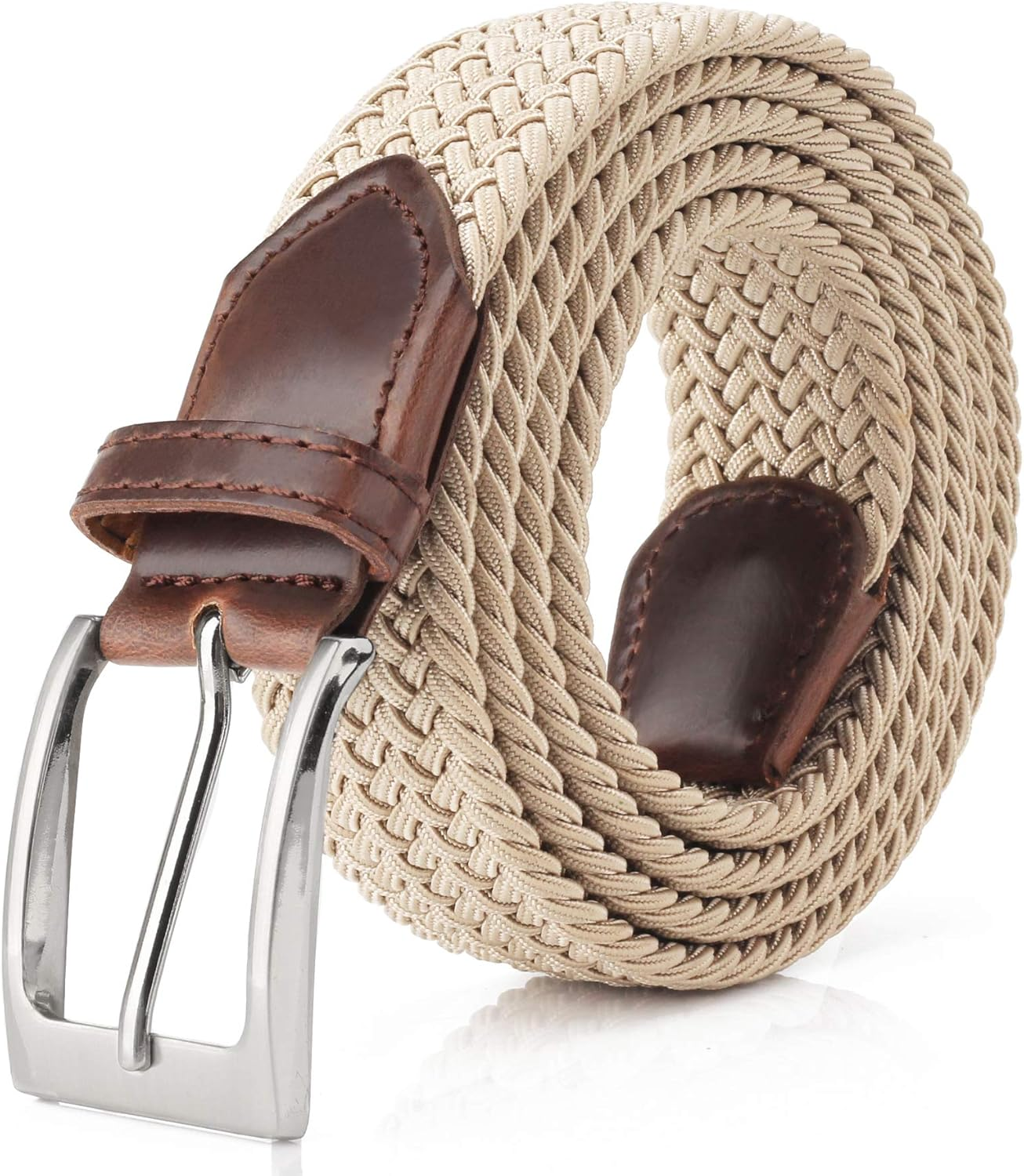 FAIRWIN Elastic Mens Belt Jeans 1 3/8" Casual Stretch Woven Golf Cloth Belt for Men Flexible Shorts Pants Stretchy Belts