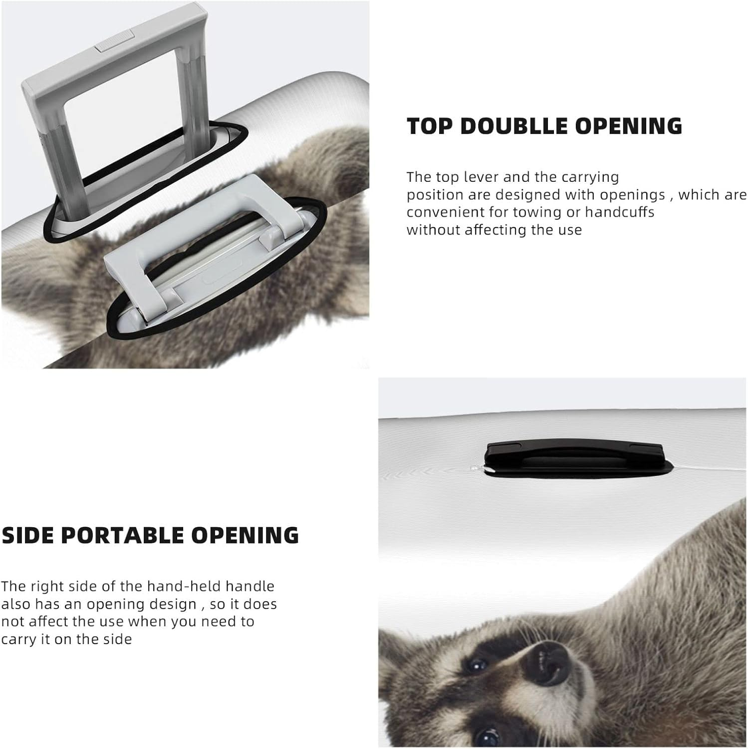 Obabo Serene Coastal Travel Luggage Cover,Washable Suitcase Cover Protector Anti-Scratch Suitcase Cover Fits 18-32 In, Hairy Raccoon, S image number 5