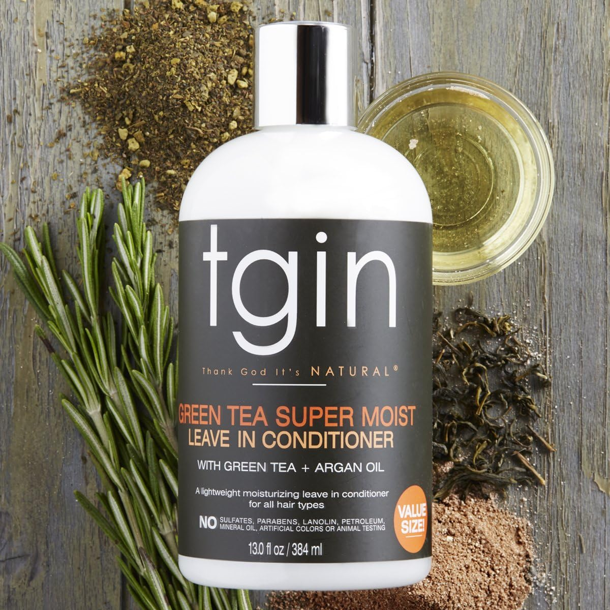 Tgin Green Tea Super Moist Leave in Conditioner for Curly, Coily and Wavy Hair, with Argan Oil, Shea Butter and Green Tea, Moisturizes and Nourishes Dry Hair, 13 Oz image number 4