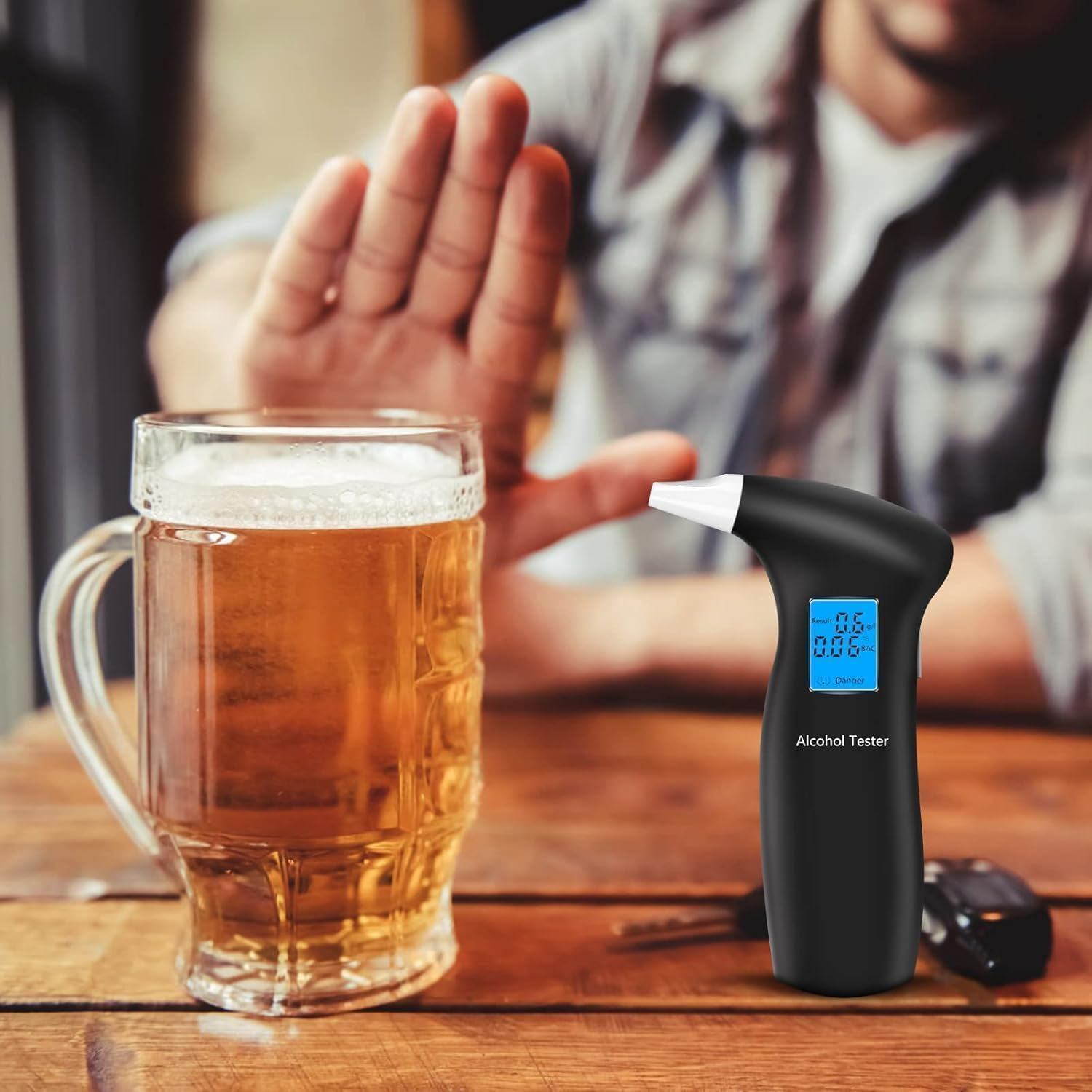 RUTIDA Breathalyzer & Alcohol Tester with 12 Mouthpieces, Professional Breathalysers Portable Alcohol Breath Tester with LCD Display Digital Fast, High Accuracy image number 6