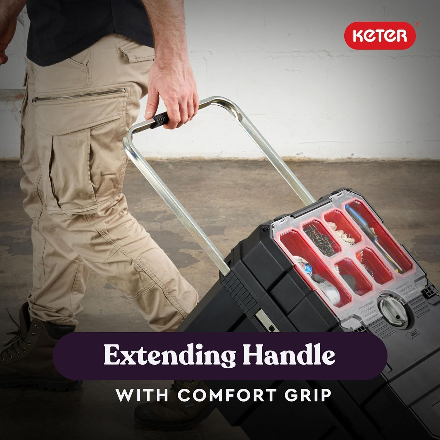 Keter New Masterloader Portable Rolling Tool Box Storage Organizer image number 2