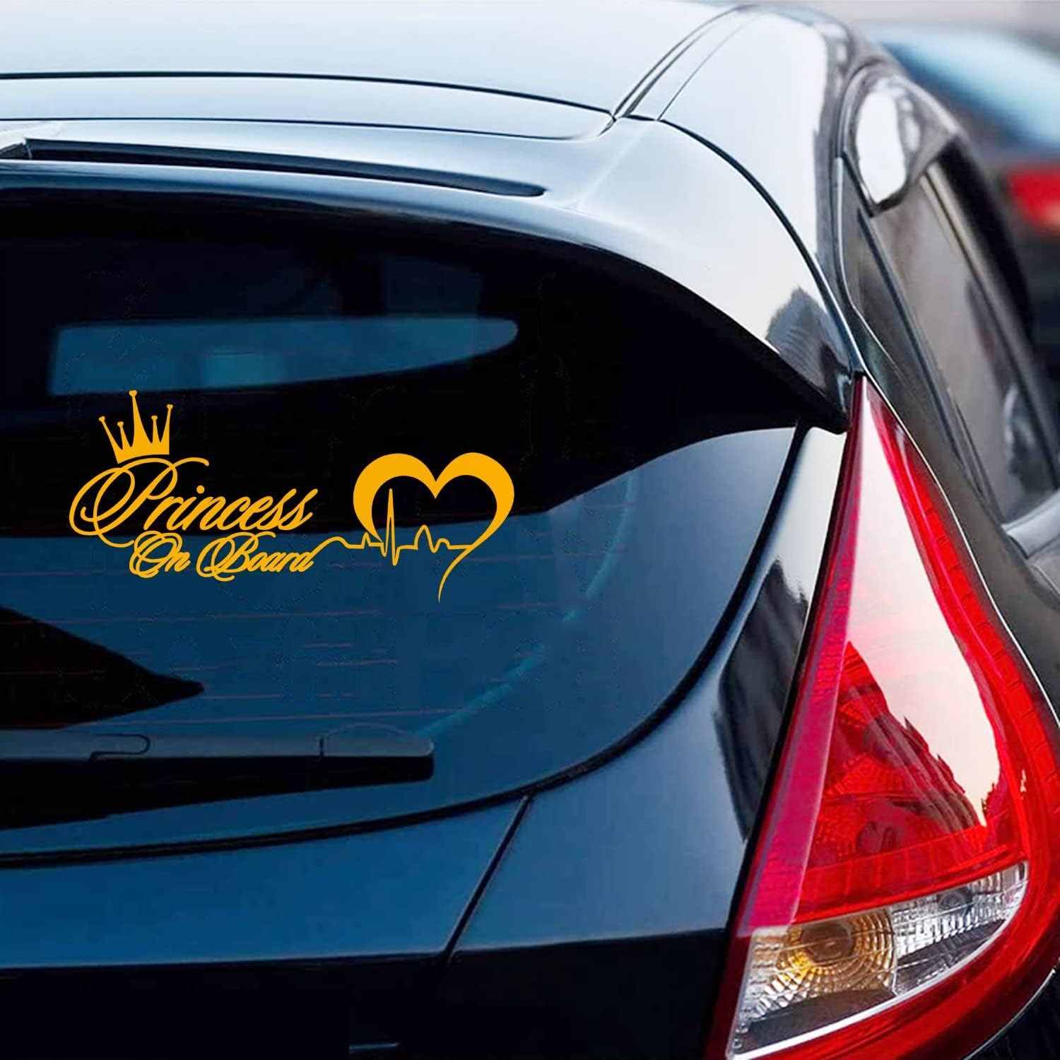 Princess on Board Sticker for Cars - Baby Girl Safety Sign, Heartbeat Decal for Car Window and Bumper (Colorful) - Colorful image number 2