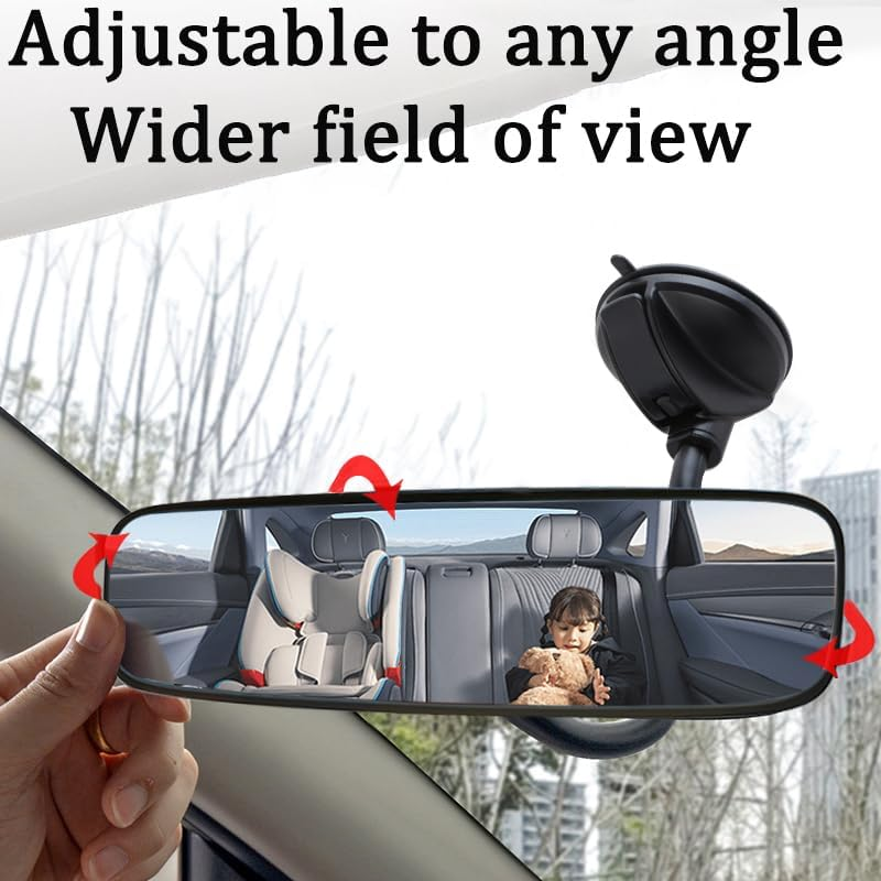 KEWAYO Car Rear View Mirror with Suction Cup, Wide Angle HD Auto inside Rearview Mirror, Adjustable Angle Reduce Blind Spots, Universal for Vehicle, Truck, SUV, Van image number 3
