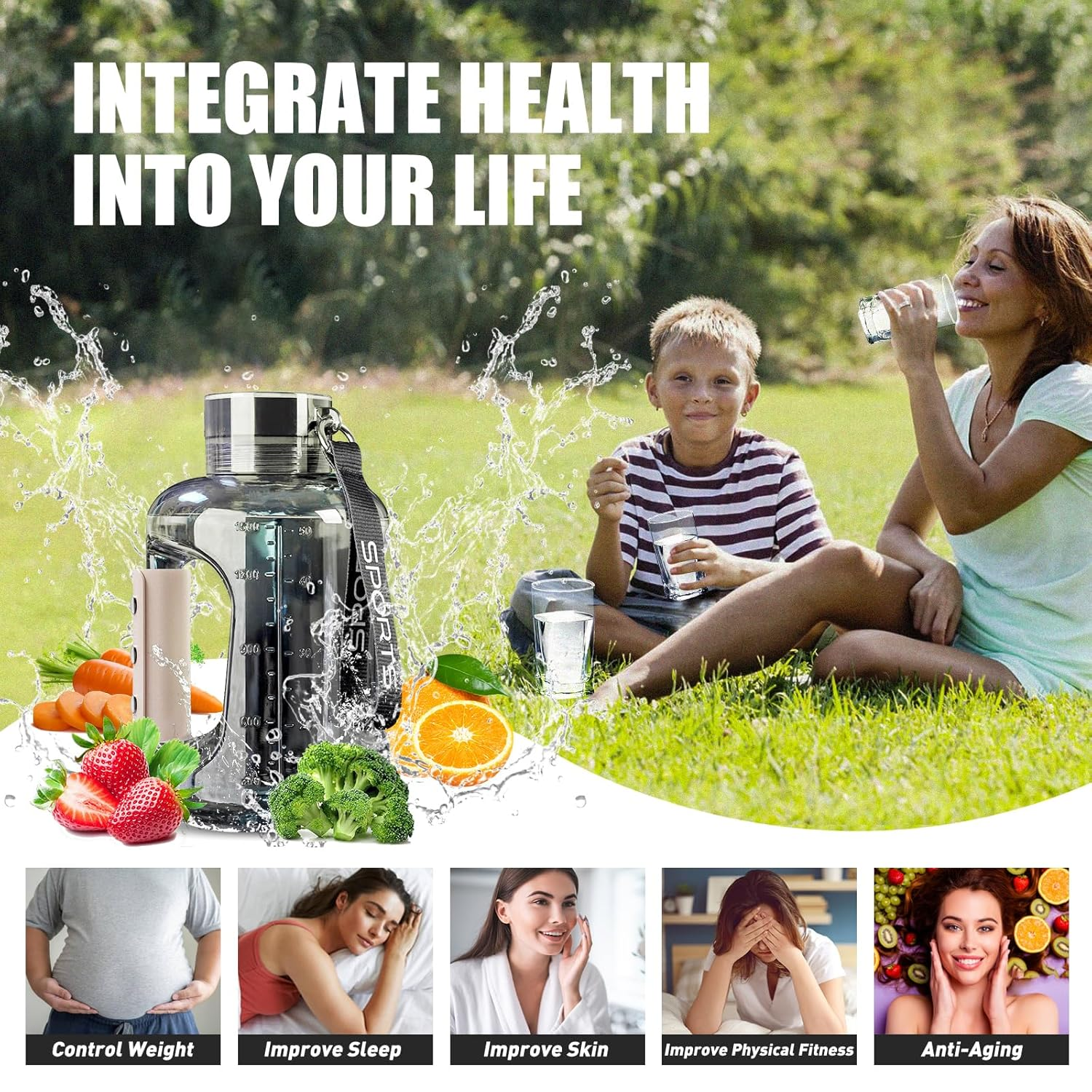 Hydrogen Water Bottle, Upgrade SPE/PEM Hydrogen Water Bottle Generator - 6 Minutes Water Molecular Ionizer, 1.5L Large-Capacity Hydrogen Water Bottle Generator, Premium Bottle image number 5