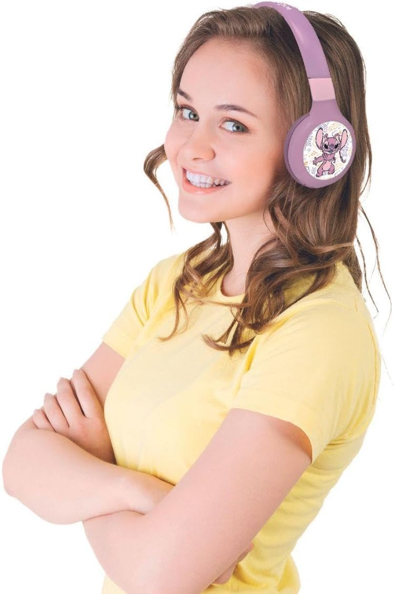 Lexibook, Disney Stitch Angel HPBT010D1LXB 2-In-1 Bluetooth and Wired Headphones with Microphone and Control Buttons, Foldable and Adjustable, Long Lasting Battery, Pink image number 1