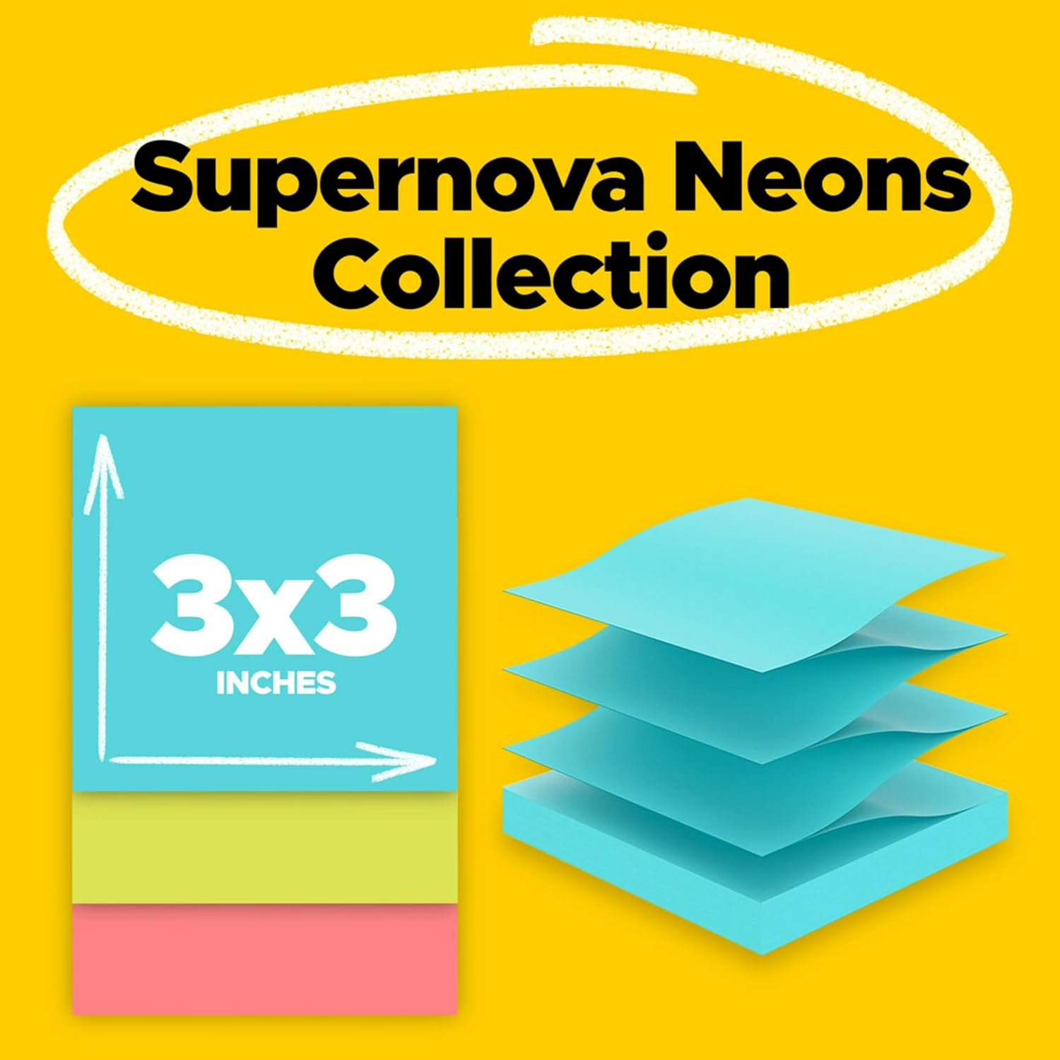 Post-It Super Sticky Pop-Up Notes, 3" X 3", Miami Collection, 10 Pads per Pack (R330-10SSMIA) image number 2