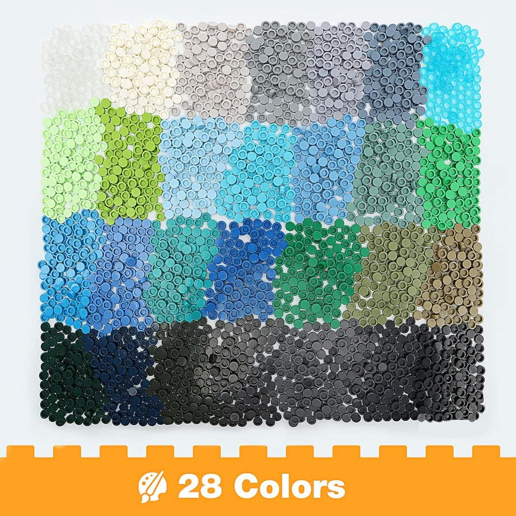 Etarnfly 2800PCS Pixel Bricks, 1X1 round Plates - 28 Colors Building Blocks Parts and Pieces - Pixel Arts Dots Bulk Studs Accessories Kit Compatible with Major Brand 98138, Multicolored 2 image number 3