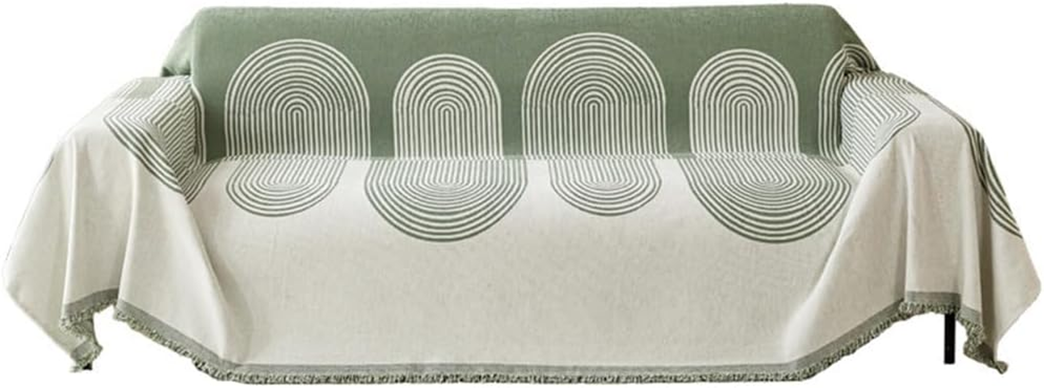 Chenille Sofa Cover, Easy-To-Wash Boho Couch Cover Blanket, Durable and Soft Sofa Protective Cover with Geometric Pattern, Multi-Use for Camping, Pet Mats, and Home Decor, 180X180 Cm (Beige)