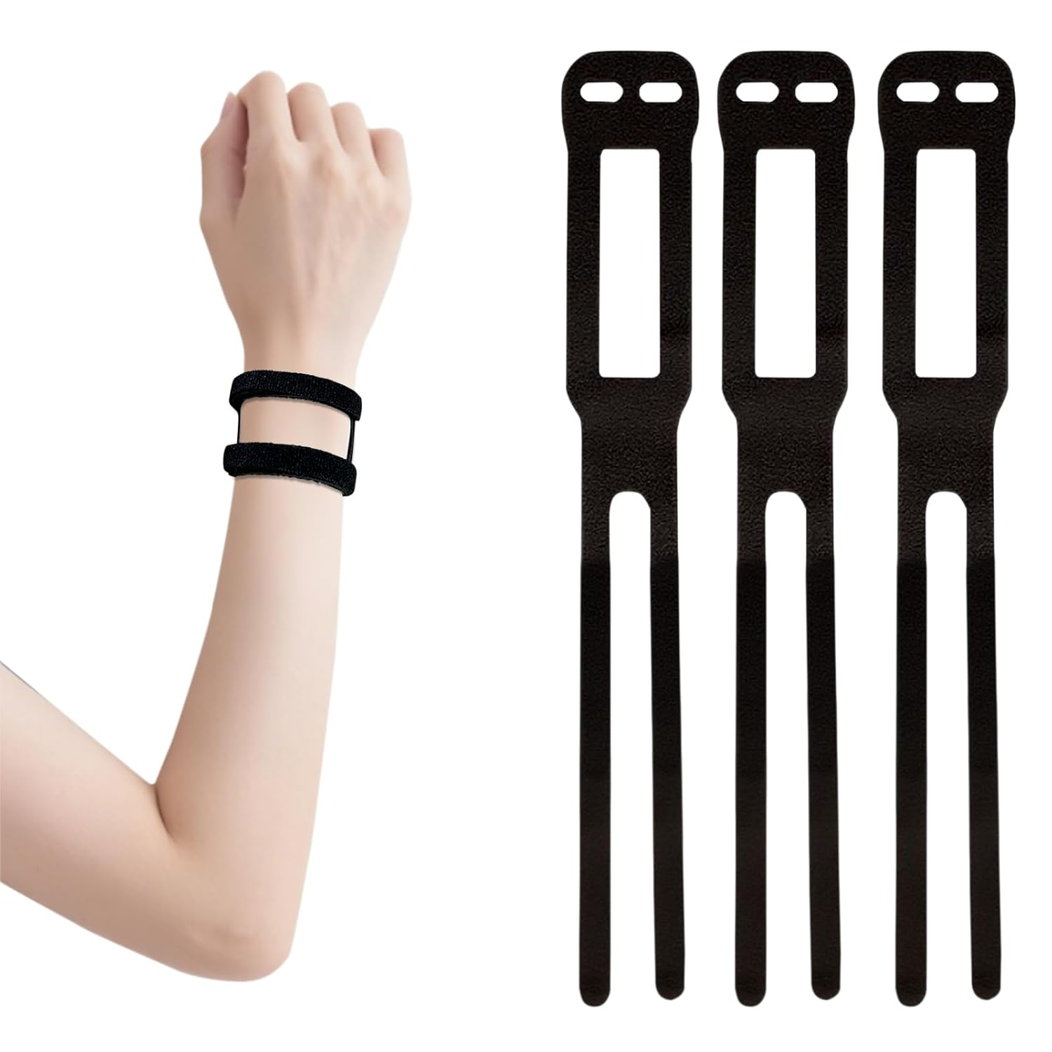 3 Pcs Black Wrist Brace Set - Adjustable Support Strap with Secure Fit, Hand & Wrist Stabilizer for Daily Activities, Versatile Band for Sports, Work, Gym & TFCC Support