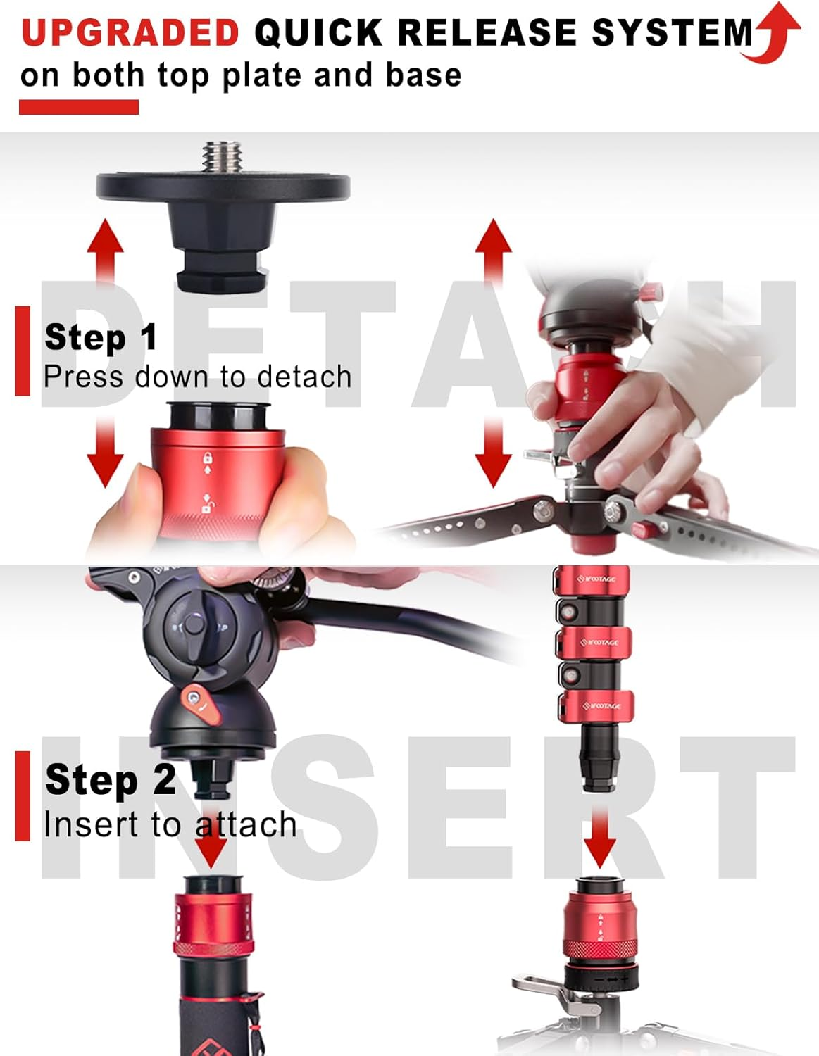 IFOOTAGE Cobra 3 Monopod with Pedal C180F-P, 71" Professional Carbon Fiber Travel Video Camera Monopod with Tripod Base, Payload 17.64 Lbs, Compatible with DSLR, Cameras, Camcorders image number 2