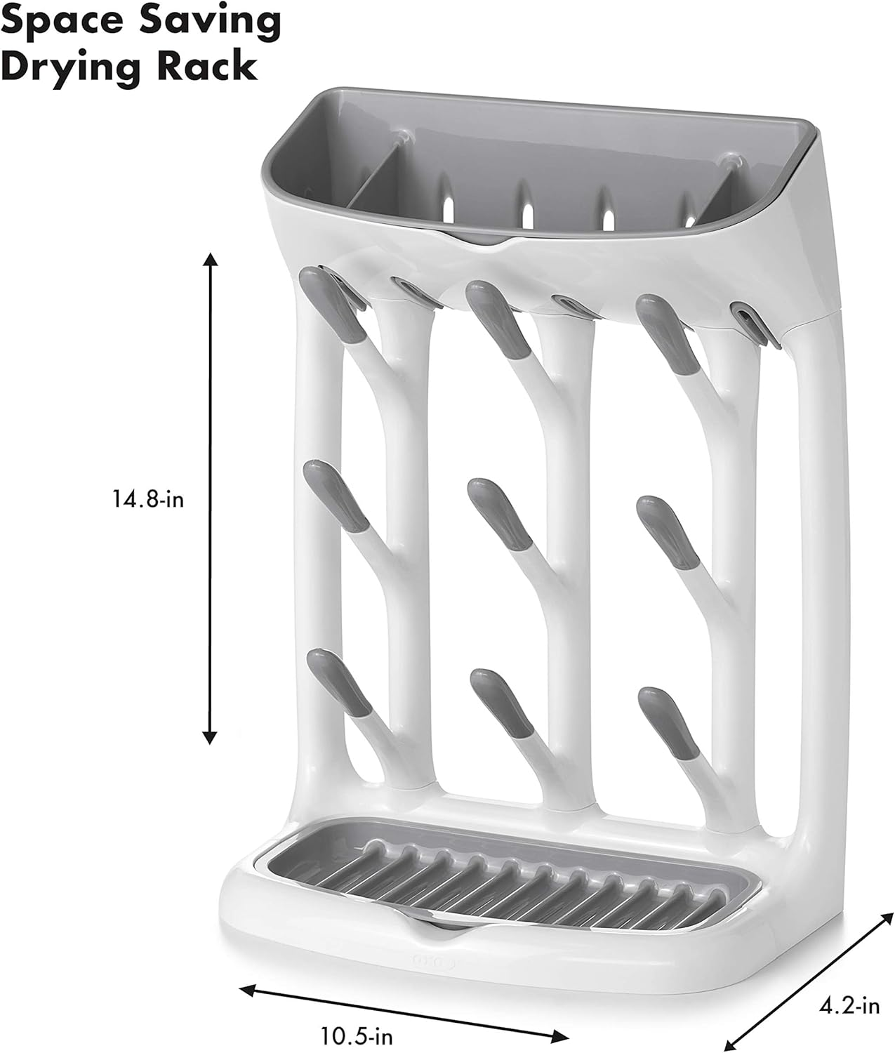 Dsocool Vertical Baby Bottle Drying Rack, Space Saving Countertop Drying Rack Baby Bottle Accessory, Gray image number 4