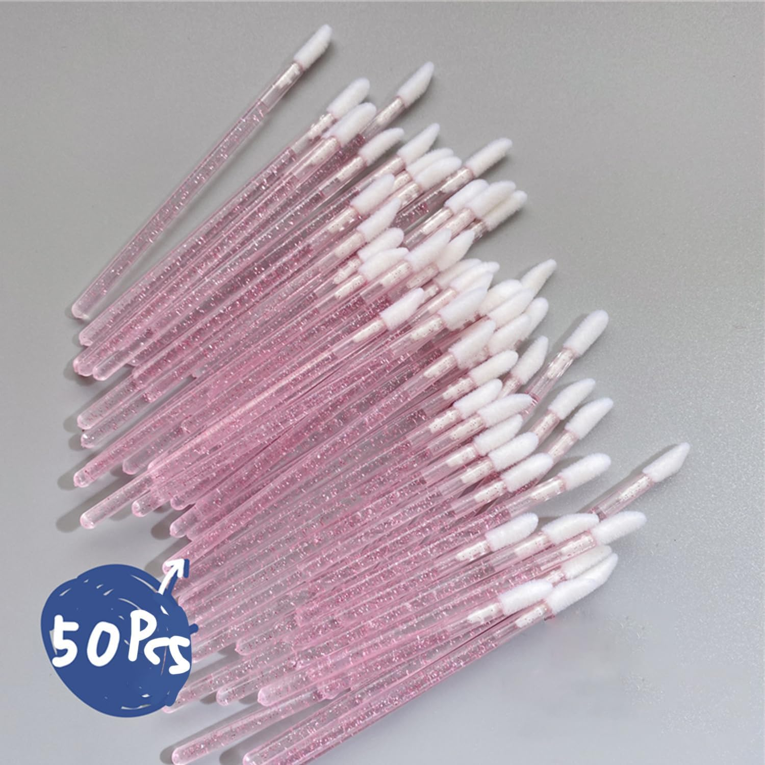 50PCS Disposable Crystal Lip Brushes - Premium Pink Lip Gloss Applicator Wands with Soft Cotton Tips, Portable Makeup Tools for Lipstick/Gloss Application - Pink - 100 Pcs image number 3