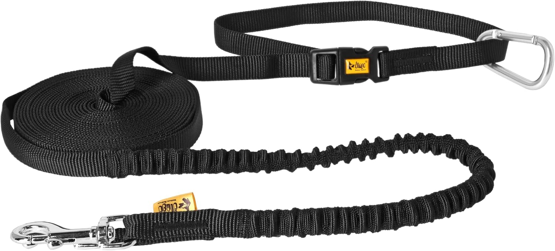 DINGO Dog Walking Belt with Shock Absorber, Large Carabiner for Excess of the Rolled-Up Leash, 6 Meters Long Lead, Adjustable Waist Belt with Plastic Buckle, Universal Size, Black (99788) image number 4
