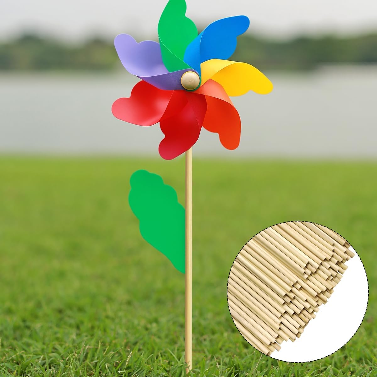 WELANE round Wood Sticks, 100 PCS Unfinished Bamboo Sticks for Arts Craft, DIY Crafts Projects image number 5