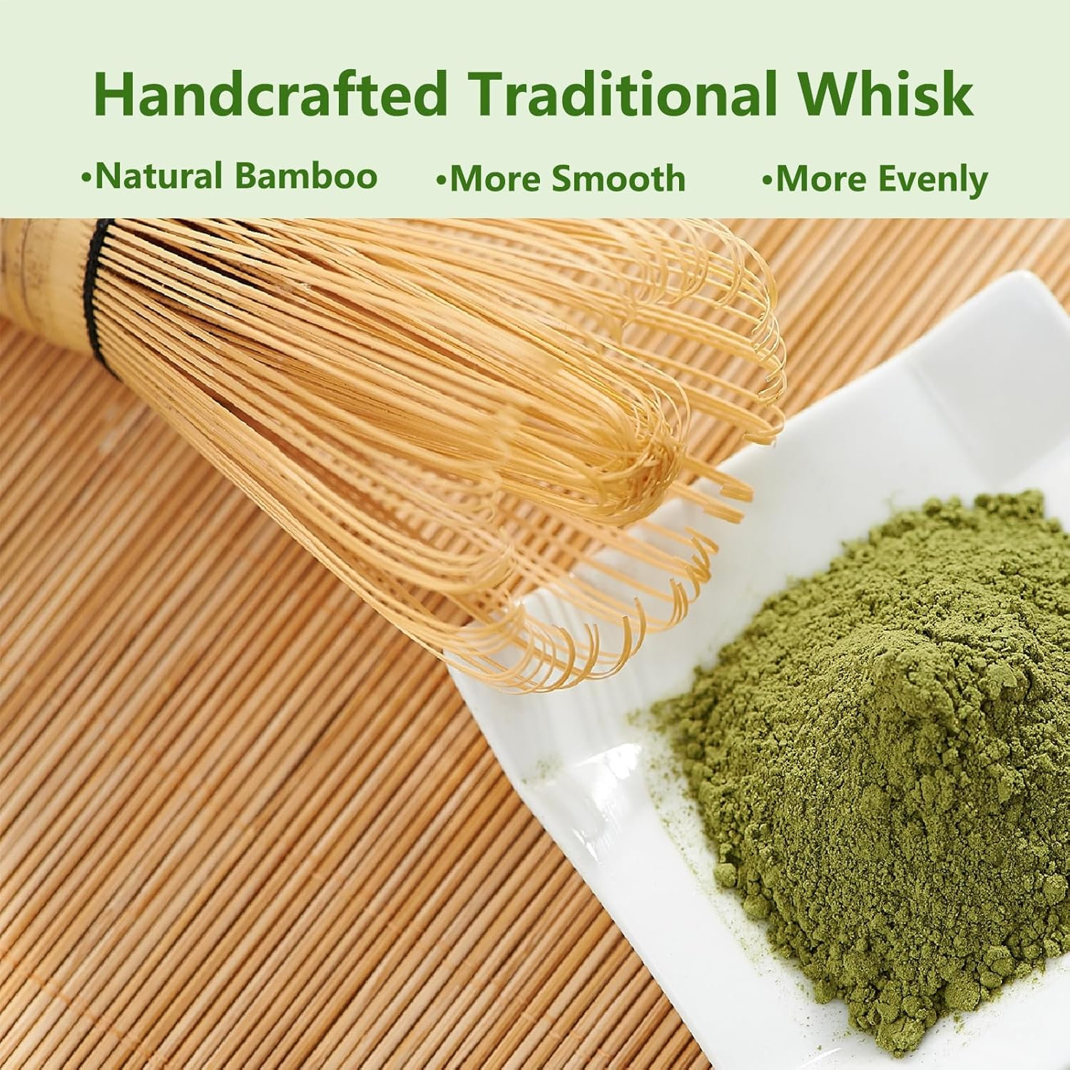 Haghito 8 PCS Matcha Whisk Set - Japanese Tea Ceremony Kit with Handcrafted Bamboo Whisk, Ceramic Bowl with Spout, Whisk Holder, Scoop, Sifter, Tea Cloth & Spoon Stand, Matcha Kit for Tea Lovers image number 1