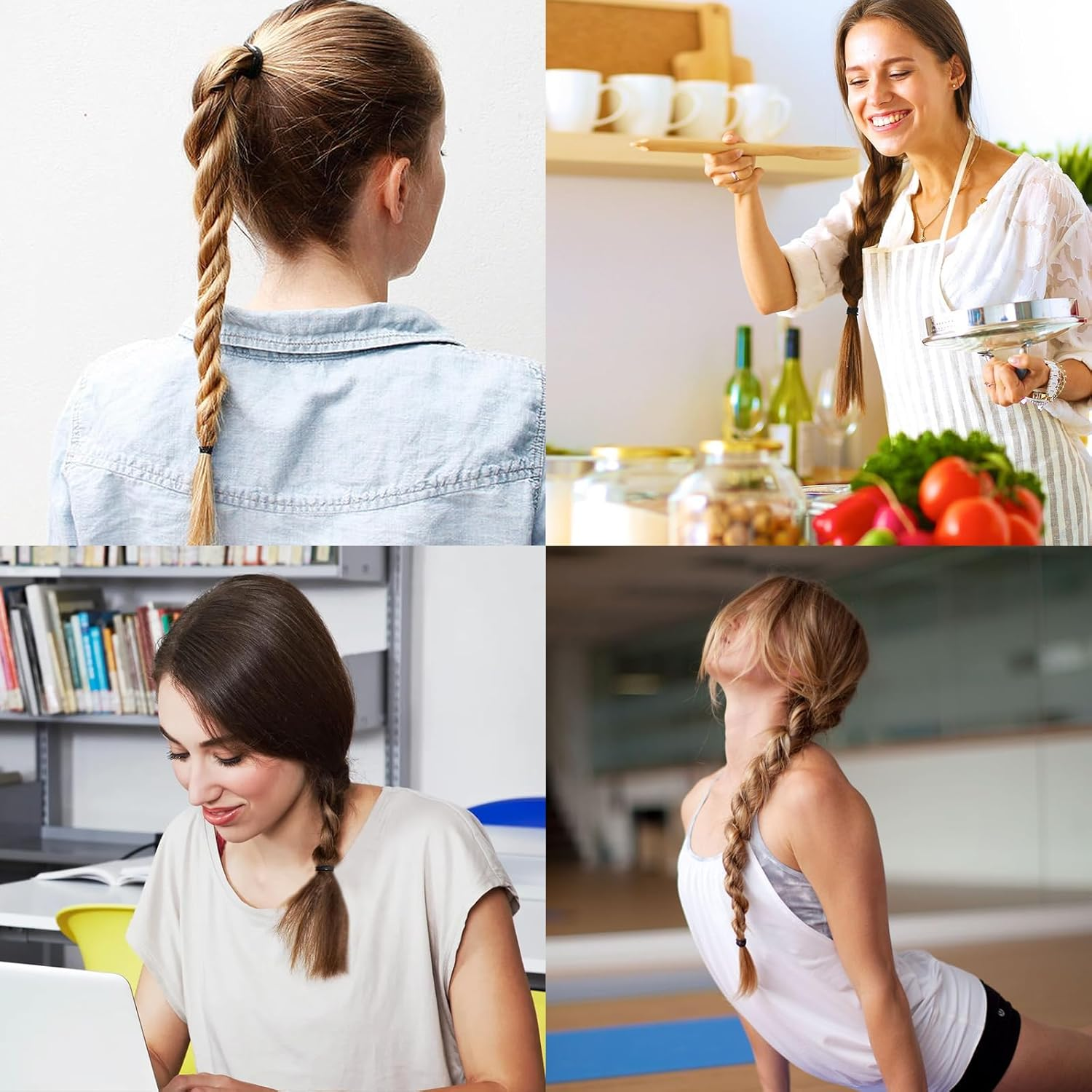 500PCS Small Black Hair Rubber Bands - Mini Seamless Elastic Hair Ties for Babies, Girls, Women - Ideal for Various Hairstyles image number 5