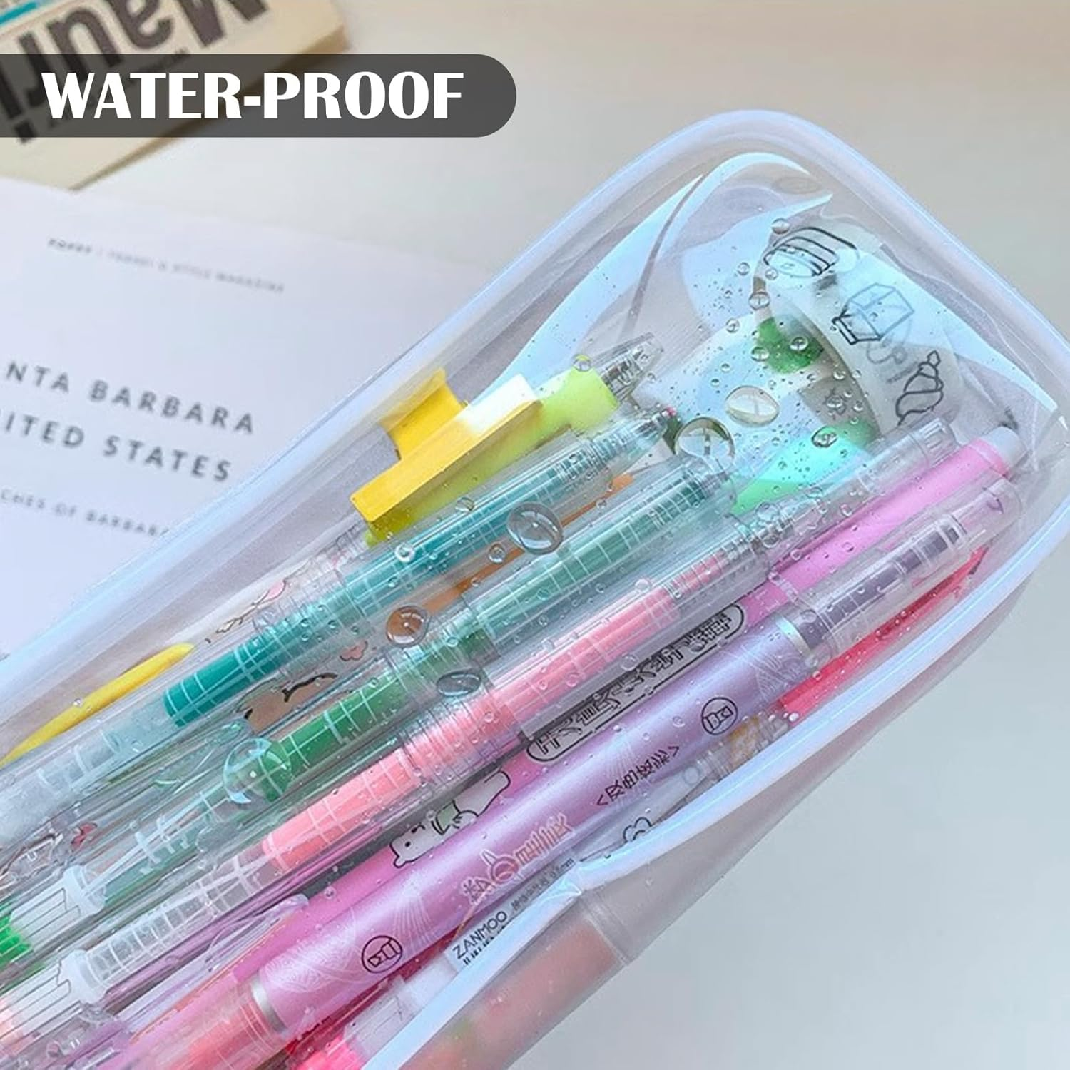 Juxiamal 2Pcs Clear Cases with Zipper, Multi-Use Travel Makeup Brush Bags Toiletries Exam Pouch Case Travel Luggage Make up Cosmetic Bag (Black and White), Black and White image number 1