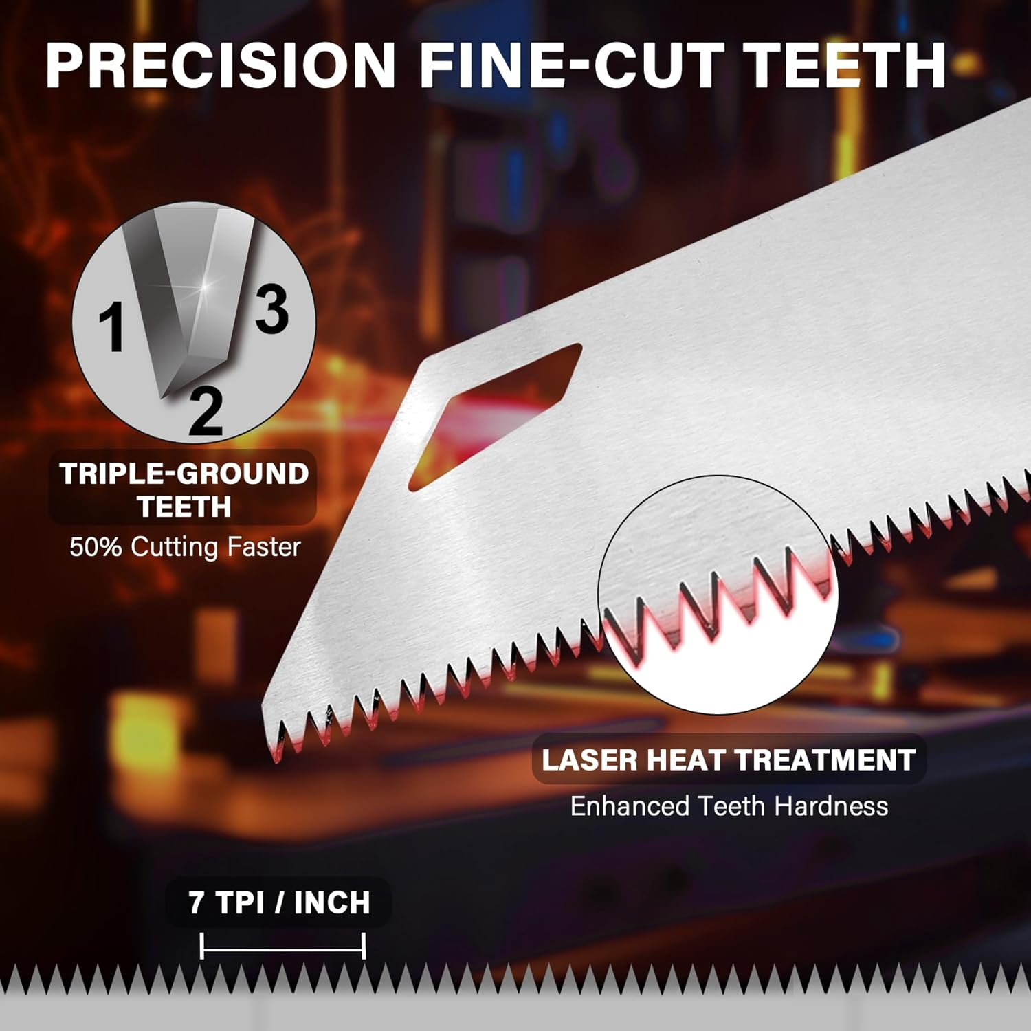 HAUTMEC X-Sharp 18 In. Universal Hand Saw - 7 TPI Universal Cuts Wood Saw - Professional Universal Saws for Wood, Laminate and Plastic - Ripcut and Crosscut Saw, HT0151 image number 2