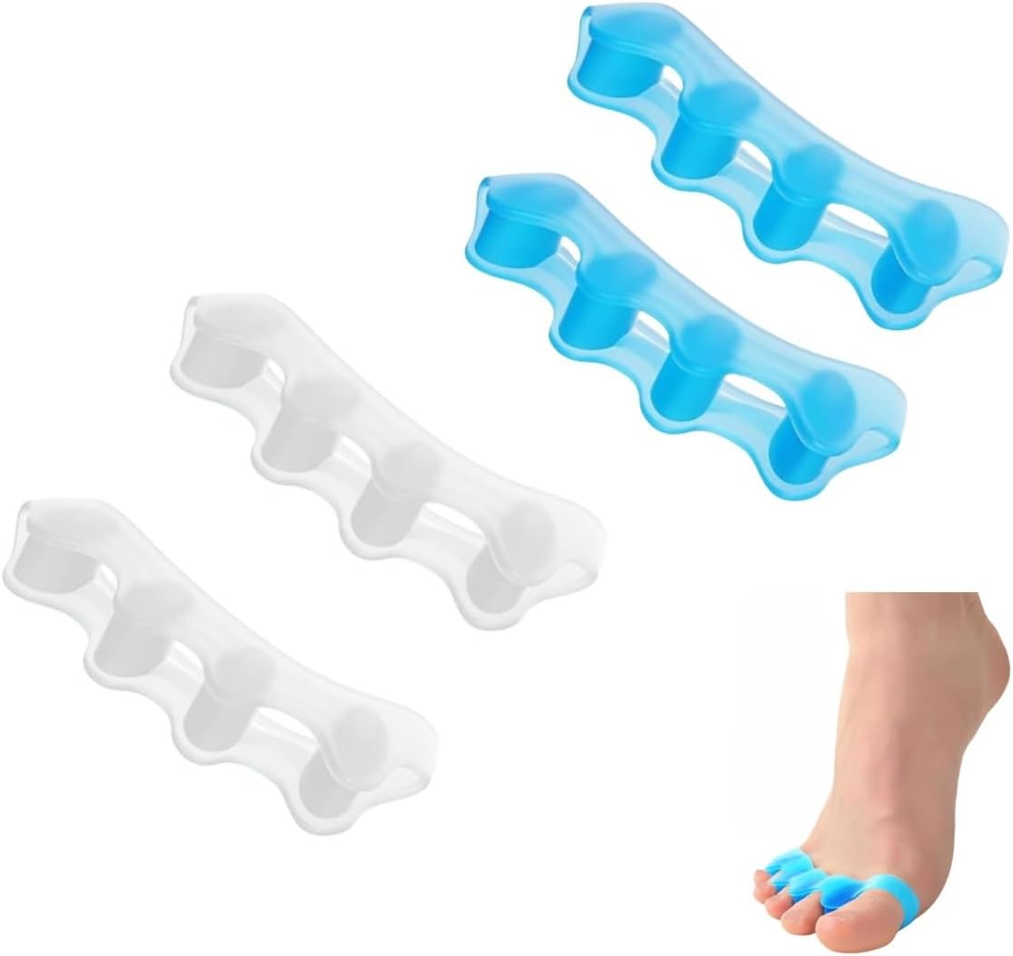 2 Pair Toe Spacers Straightener to Correct Bunions,Soft Rubber Toe Spreader for Men and Women,Hammer and Claw Toes,Foot Pain Relief from Plantar Fasciitis(Blue) image number 3