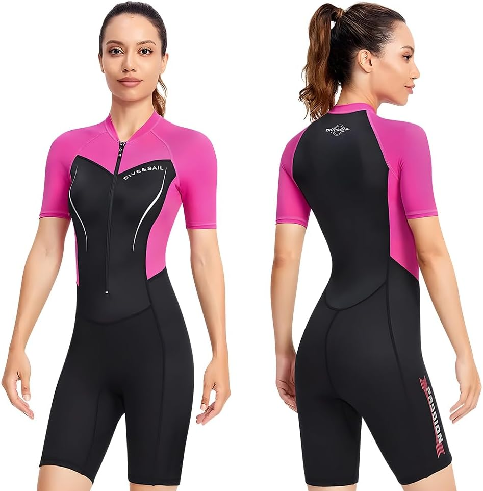 WOTOW Men&rsquo;S Shorty Wetsuit, 1.5Mm Neoprene Diving Suits Front Zip Short Sleeve Wet Suit for Surfing Diving Swimming Snorkeling Kayaking