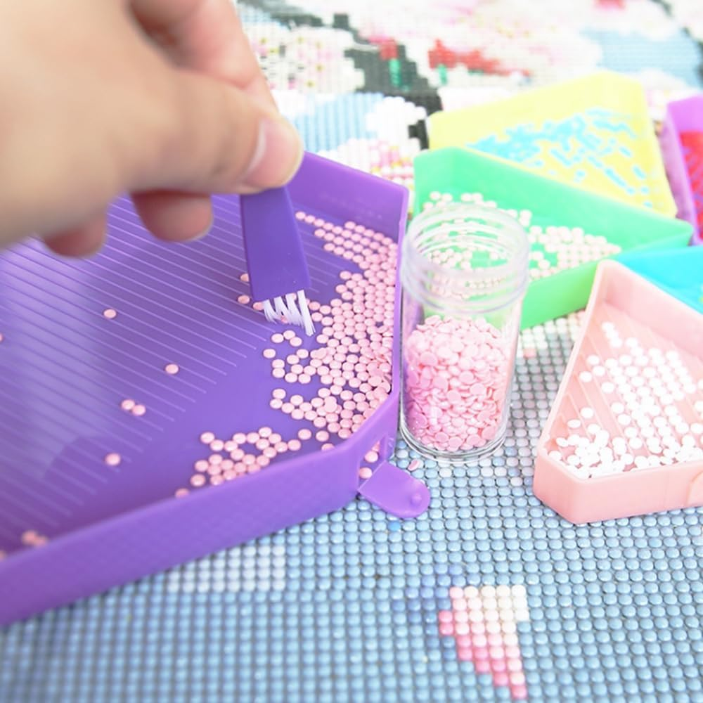 6PCS Plastic Diamond Painting Trays, Bead Sorting Trays Organizer, Divided Colorful Trays Triangles Diamond Art Tray, Diamond Art Tools and Accessories for Diamond Art Craft image number 1