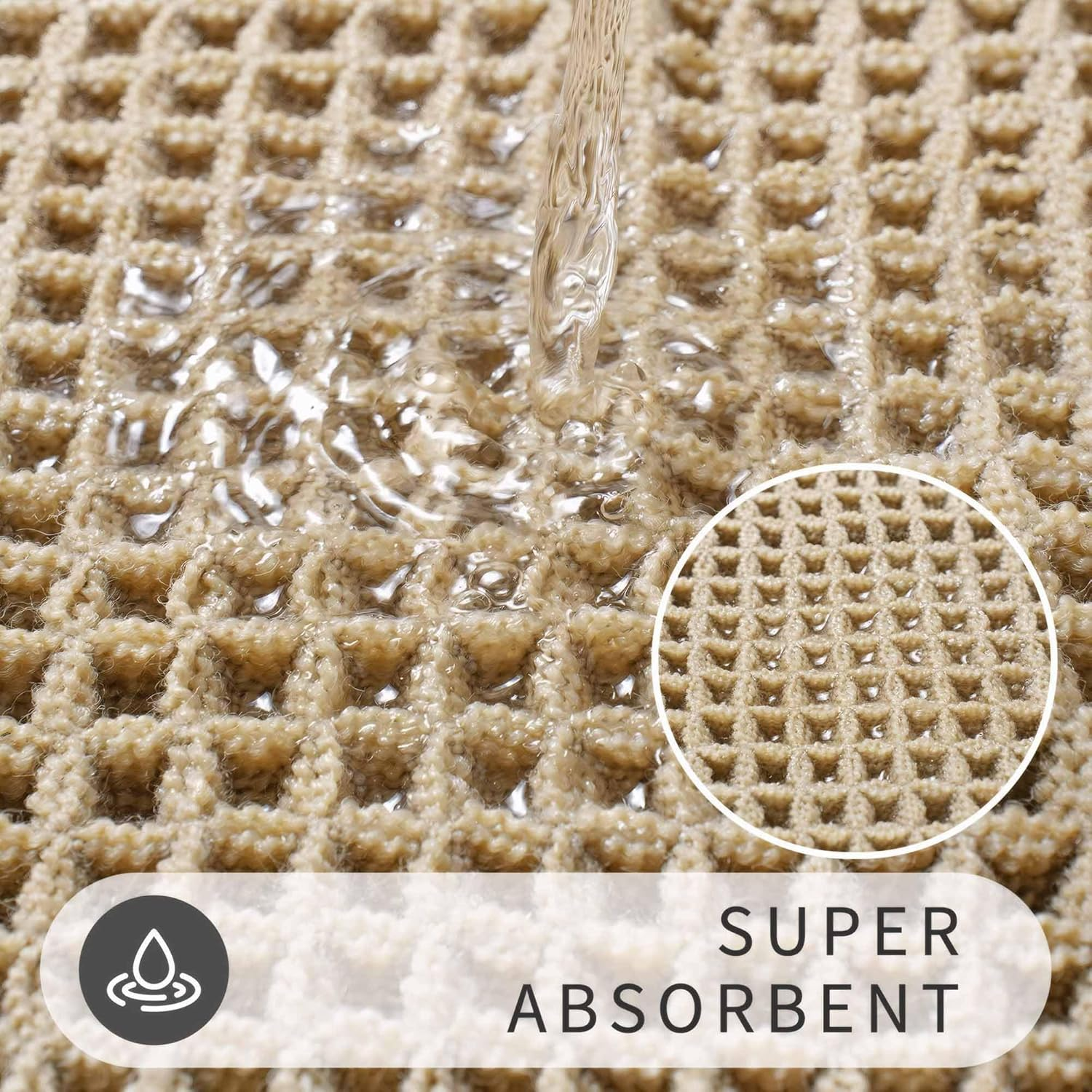 YDCZTYGY Waffle Knit Textured Bath Mat Super Absorbent Washable Quick Dry Non Slip Rug for Bathroom Hallway （61X92Cm） image number 4