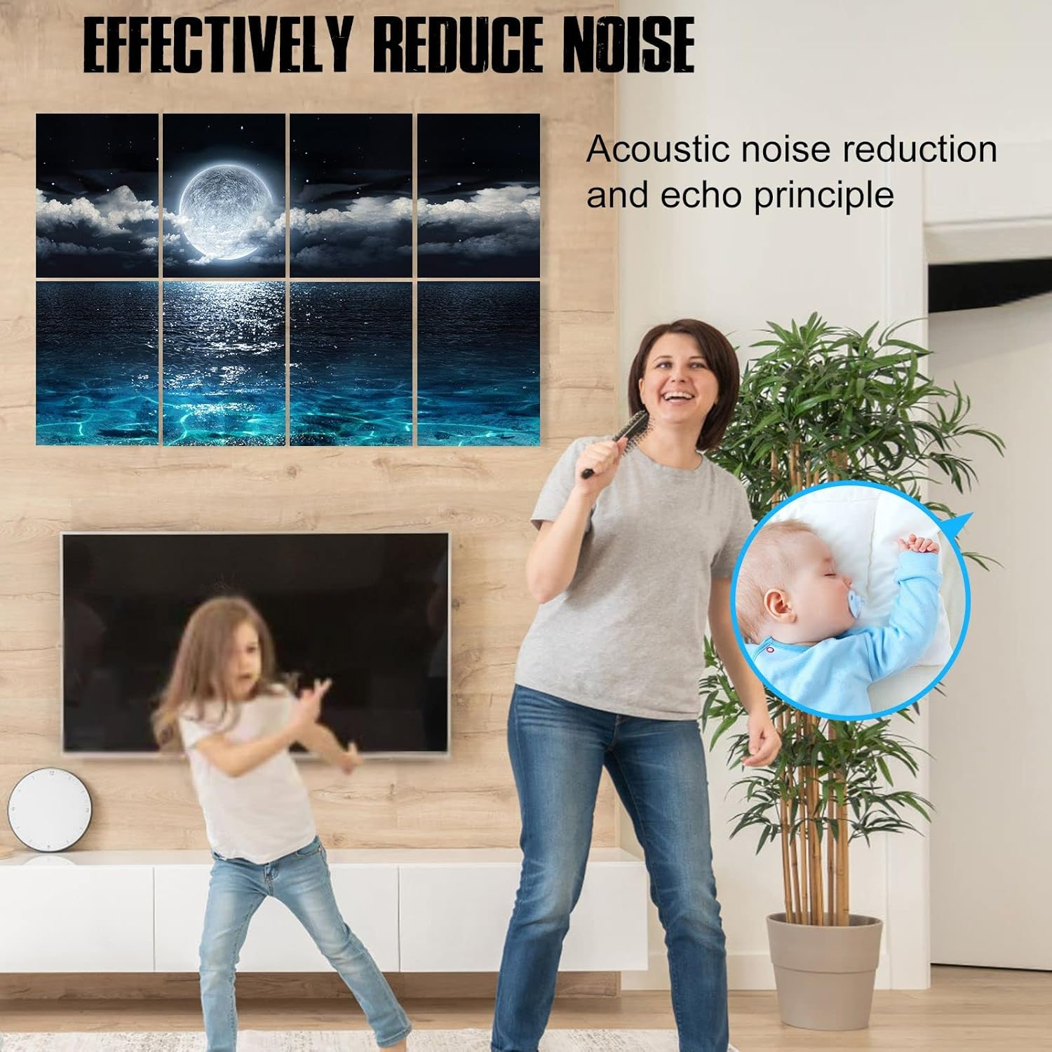 YPY Acoustic Panels, Soundproof Wall Panels: 8 Pack 12'' X 16'' Decorative Sound Proofing Padding Self Adhesive Acoustical Treatment Better than Noise Absorbing Foam 12''X16''X8 image number 6