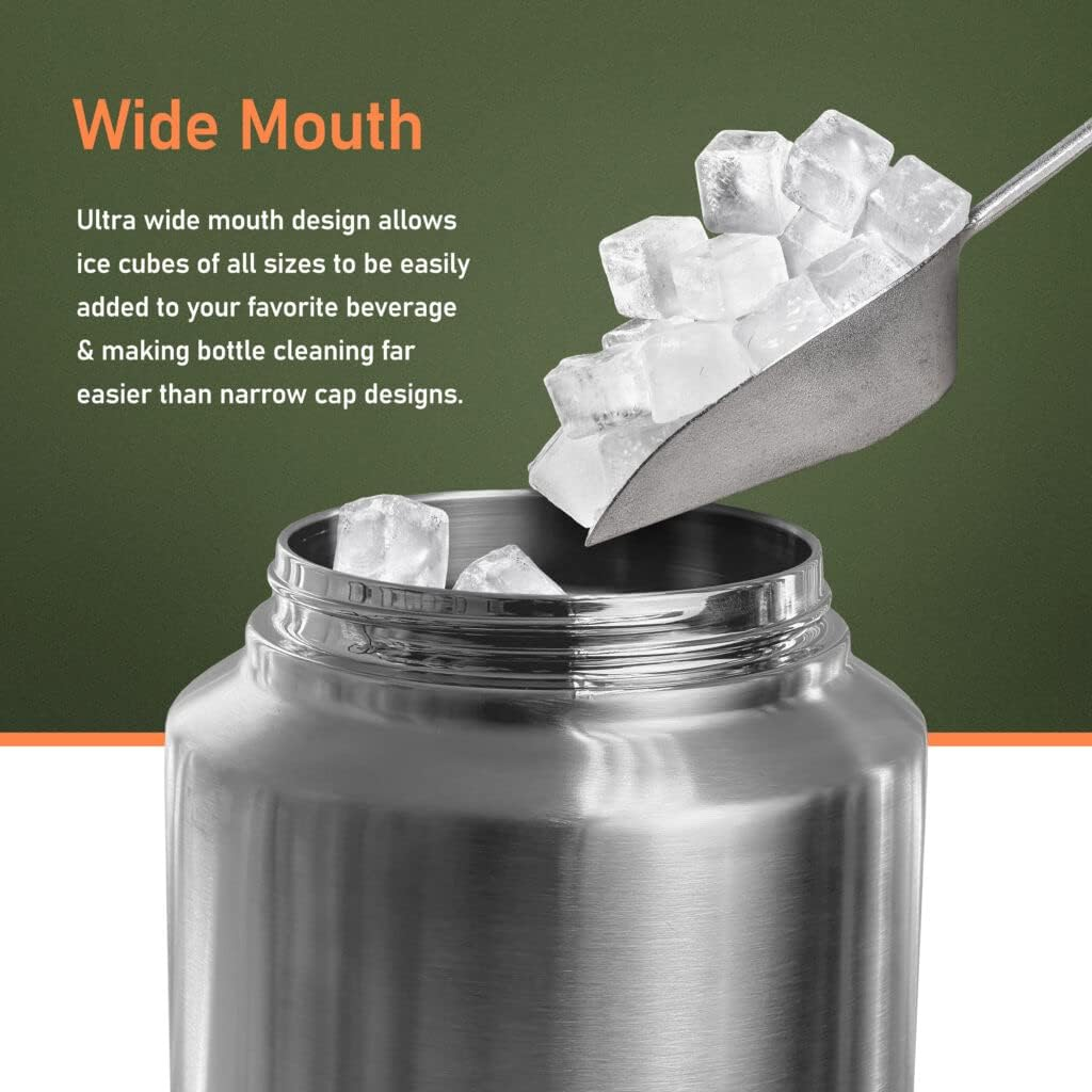 RANGLAND Insulated 1 Gallon Water Bottle with Sleeve - Stainless Steel Wide Mouth Growler with Tactical Carrying Bag - Insulation for Hot/Cold Drinks (128Oz) image number 3