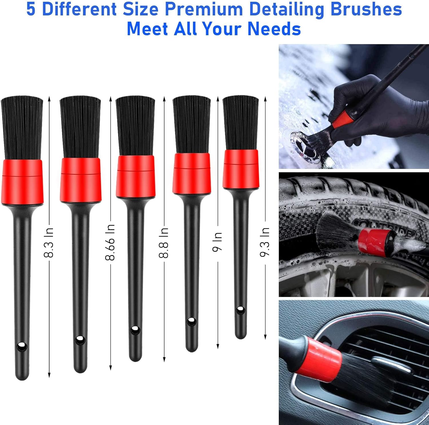 Jaronx 20Pcs Wheel Tire Cleaning Brush Set, Car Detailing Kit with Wheels Rim Brushes, Drill Detailing Brushes, Wash Mitt, Wax Pads, and Towels image number 2