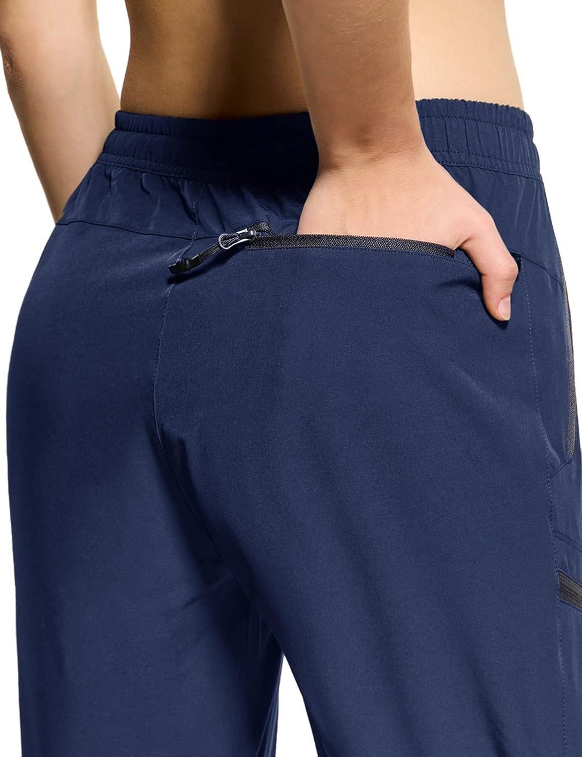 CQR Women'S Lightweight Hiking Cargo Pants with Stretch Fabric Zipper Pockets and Water-Resistant Finish for Outdoor Travel and Trekking WBP103-NVY X-Large