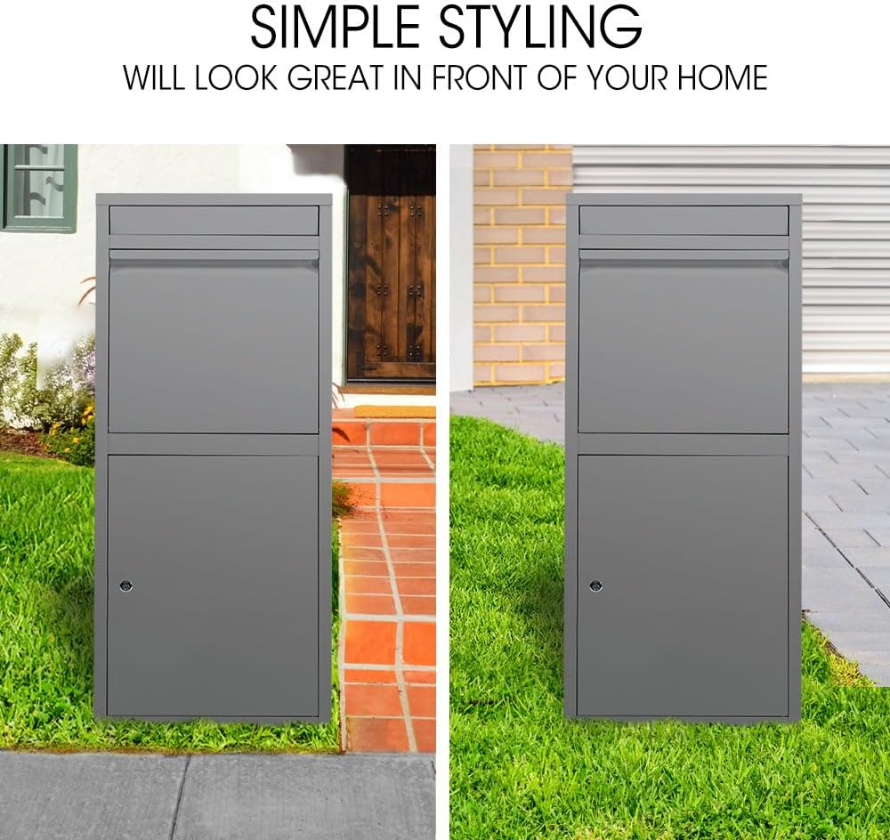 Fortia Freestanding Parcel Post Box Letterbox, Letter Slot, Woodland Grey image number 5