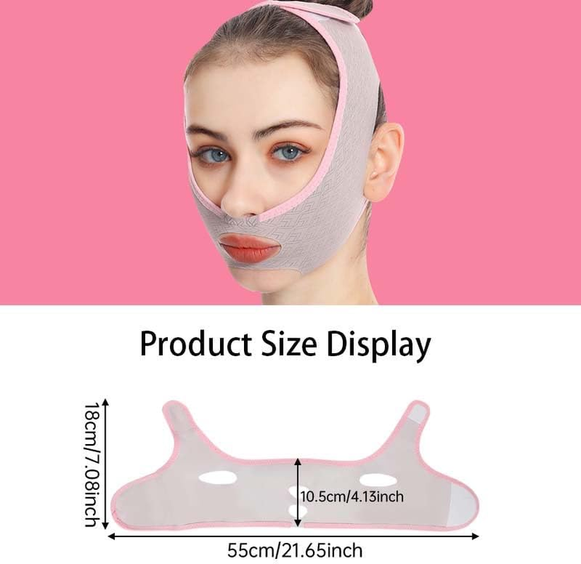 LGLAU Beauty Face Contouring Sleeping Mask Chin Reducer,Reusable V Line Lifting Mask,V Line Shaping Facial Masks,Slimming Face Strap Masks Anti-Aging and Anti-Wrinkle Band,Chin up Mask Face (Pink) image number 3