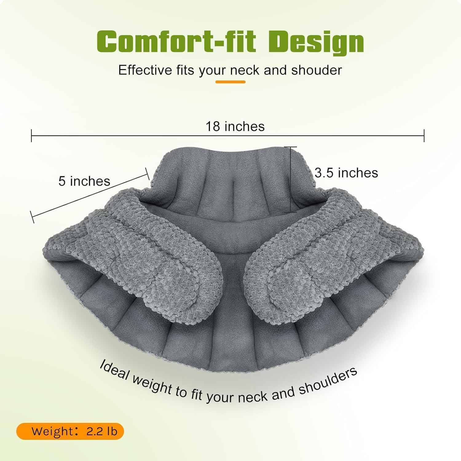 Uncn Microwavable Heating Pad for Neck, Shoulders Back Pain Relief | Large Wheat Bag Microwave Heat Pack | Heated Neck Wrap for Targeting Stress, Tension Relief and Relaxation Grey image number 5