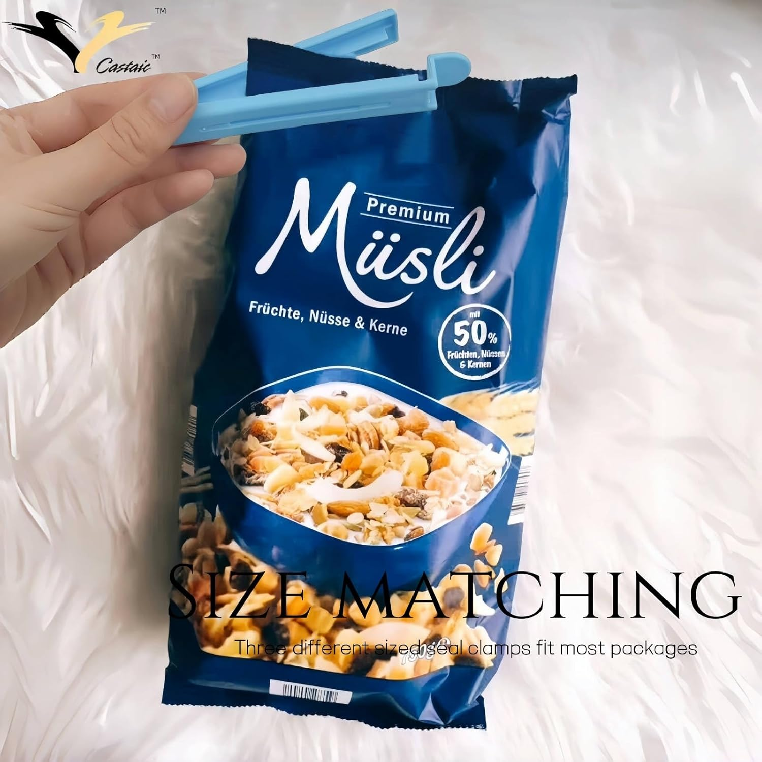 Castaic 12Pcs Plastic Sealing Clips for Food Bags, Food Preservation，Bag Clips in 3 Size (Set 1) image number 3