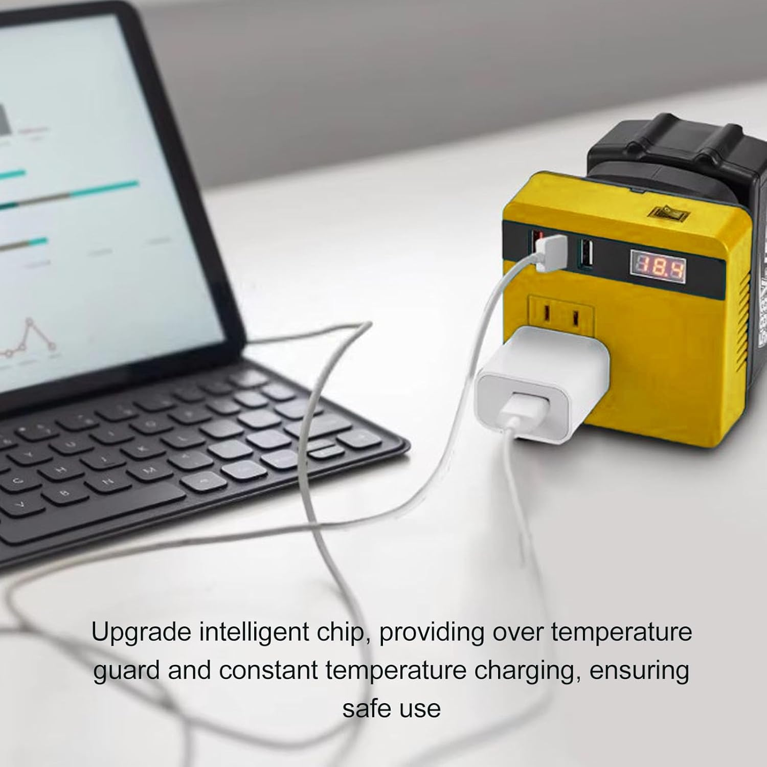 Portable Power Inverter, 120W DC18-21V to AC Cordless Inverter with 3 USB Ports, Fast Charging, Enhanced Safety, Suitable for Phones,Laptops,Led Lights, 20V Battery image number 6