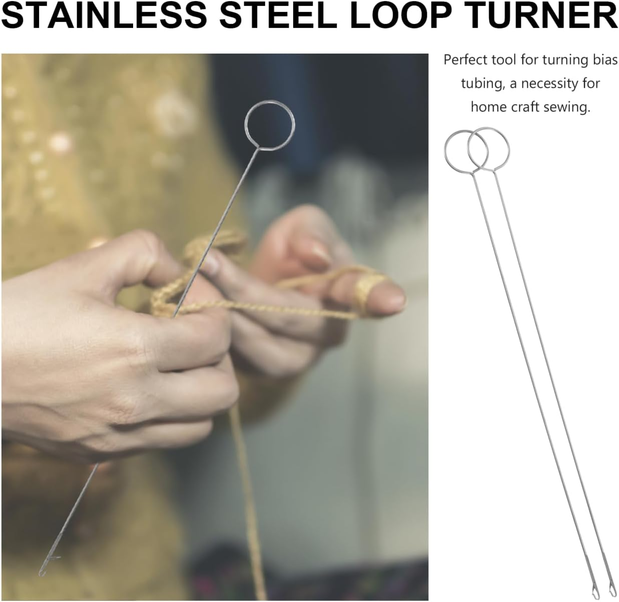 SEWACC 2Pcs Sewing Loop Sewing Accessories and Supplies Sewing Strap Turner inside Out Belts Loop Turner Home Craft Sewing Tool Turner Tool Turner Sewing Crochet Hook Knitting Accessories image number 1