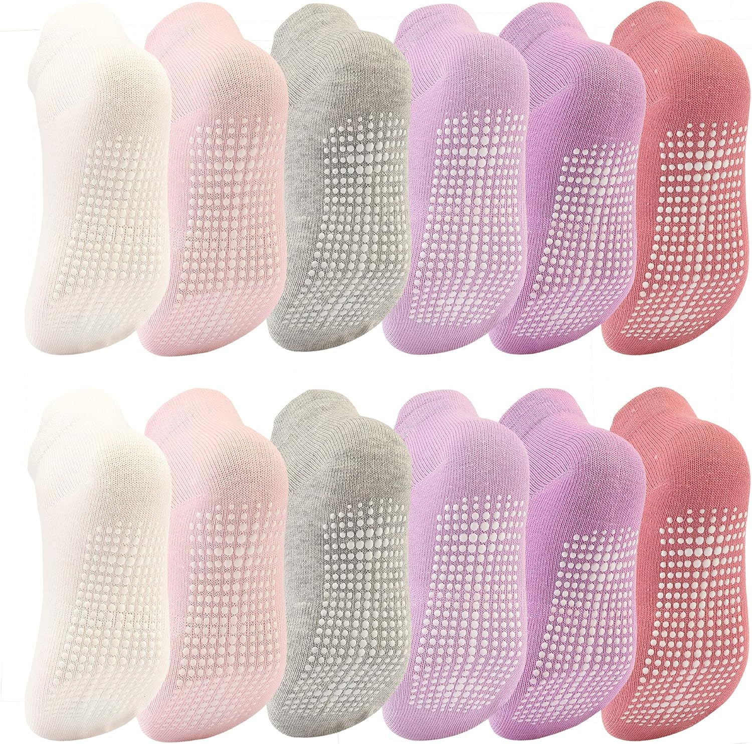 Dicry Non-Slip Toddler Socks Baby Boys Girls Grips Socks Anti-Skid Ankle Infant Kids 6&12 Pairs image number 6