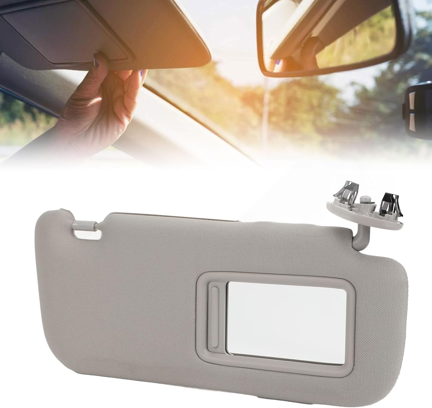 Car Sun Visor for Corolla 2007-2013, Fabric Grey Sun Shielding Visor Mirror, Sun Visor with Makeup Mirror, Sun Visor for Car, anti Glare and UV (Right 74310‑02F60‑E0) image number 5