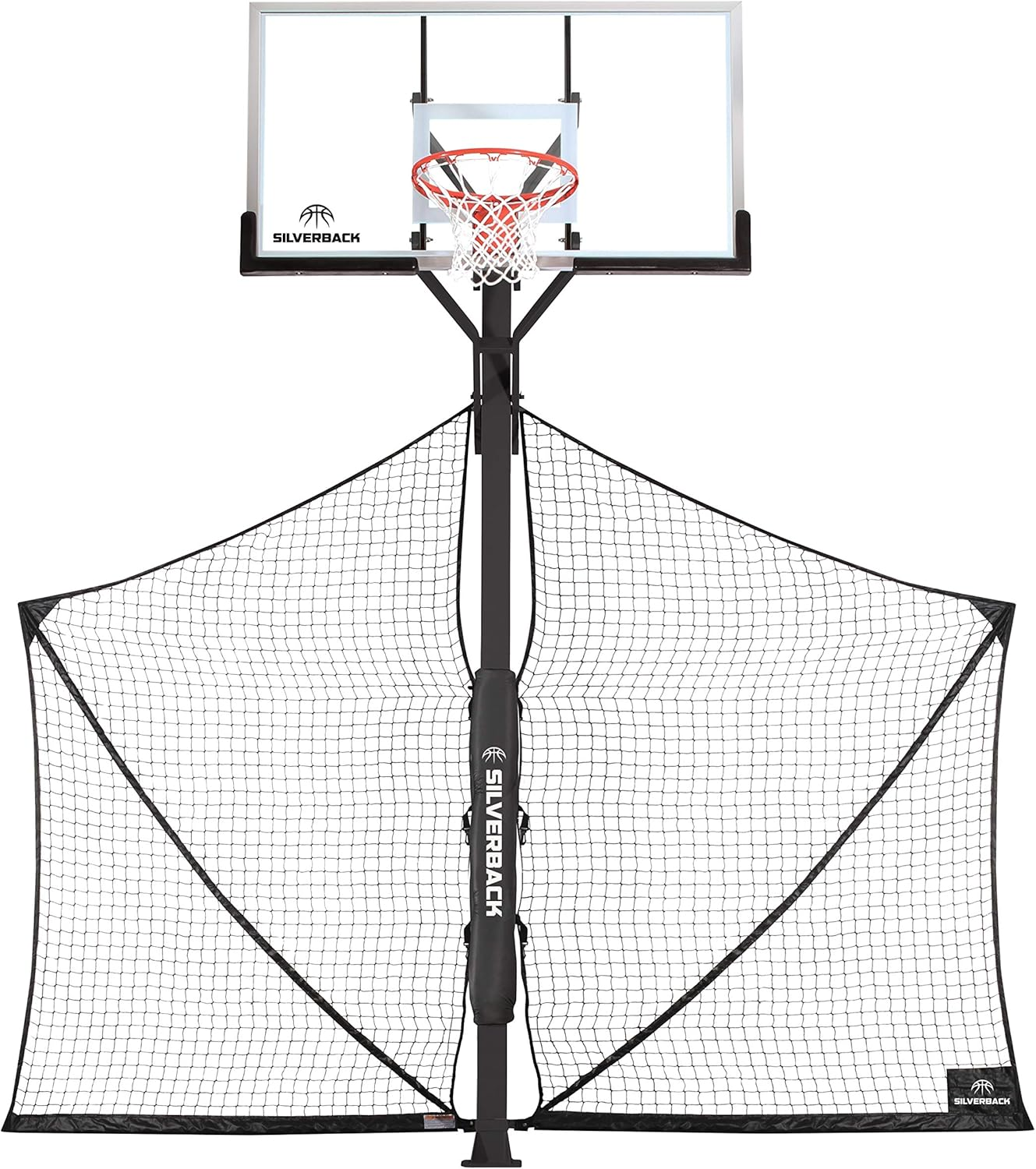 Silverback Basketball Yard Guard Defensive Net System Rebounder with Foldable Net and Arms into Pole , White/Black, Large image number 2